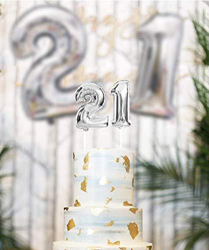 JOYMEMO 21st Birthday Decorations for Him Her Silver and Black with Happy Birthday Banner, Finally 21 Sash, 21st Birthday Cake Topper, Number 21 Foil Balloon,Foil Curtain, Finally Legal 21st Birthday Party
