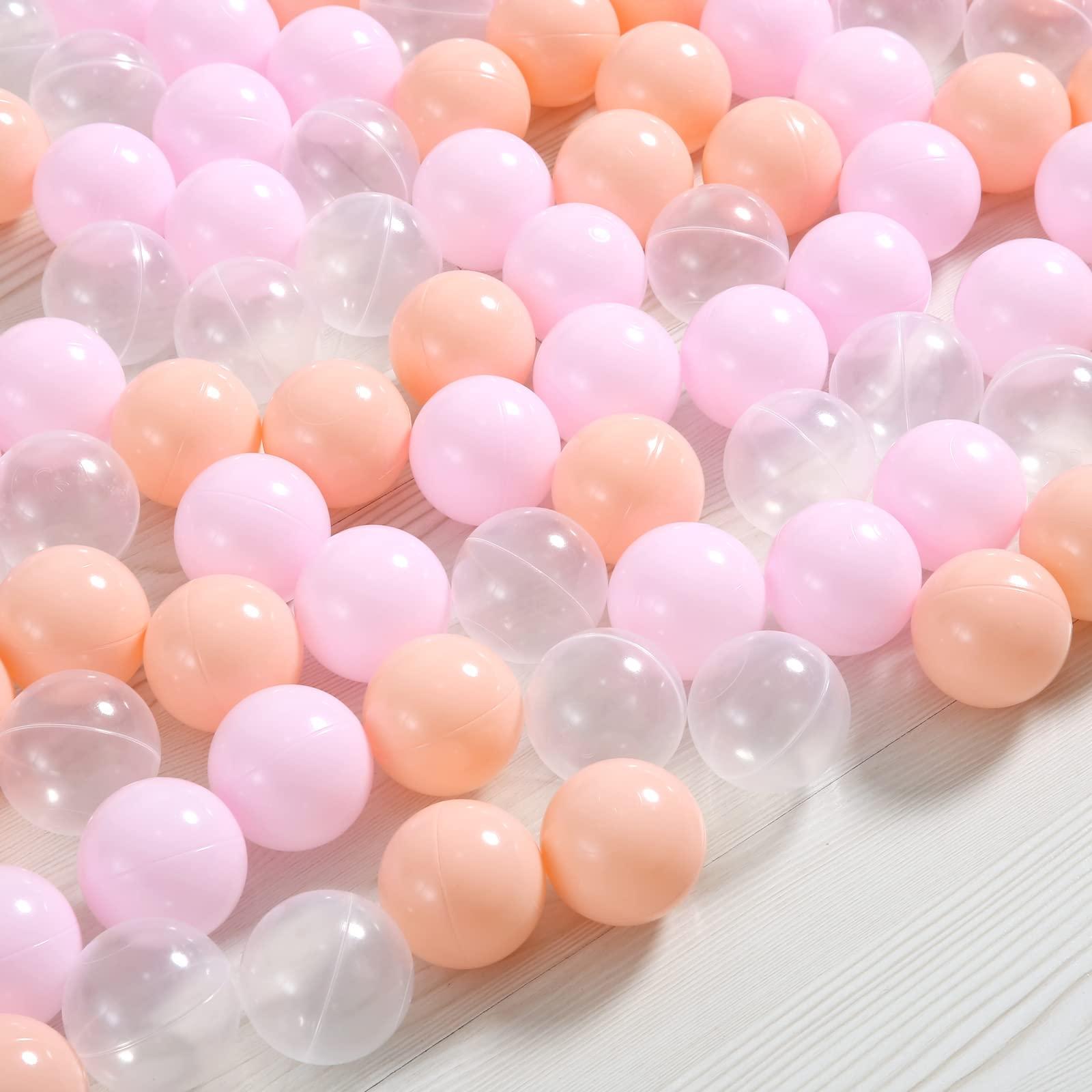 STARBOLO STARBOLO Ball Pit Balls for Toddlers- Pack of 100 Phthalate Free BPA Free Non-Toxic 2.17-Inch Crush Proof Play Balls (Pink/Light Pink/Transparent).
