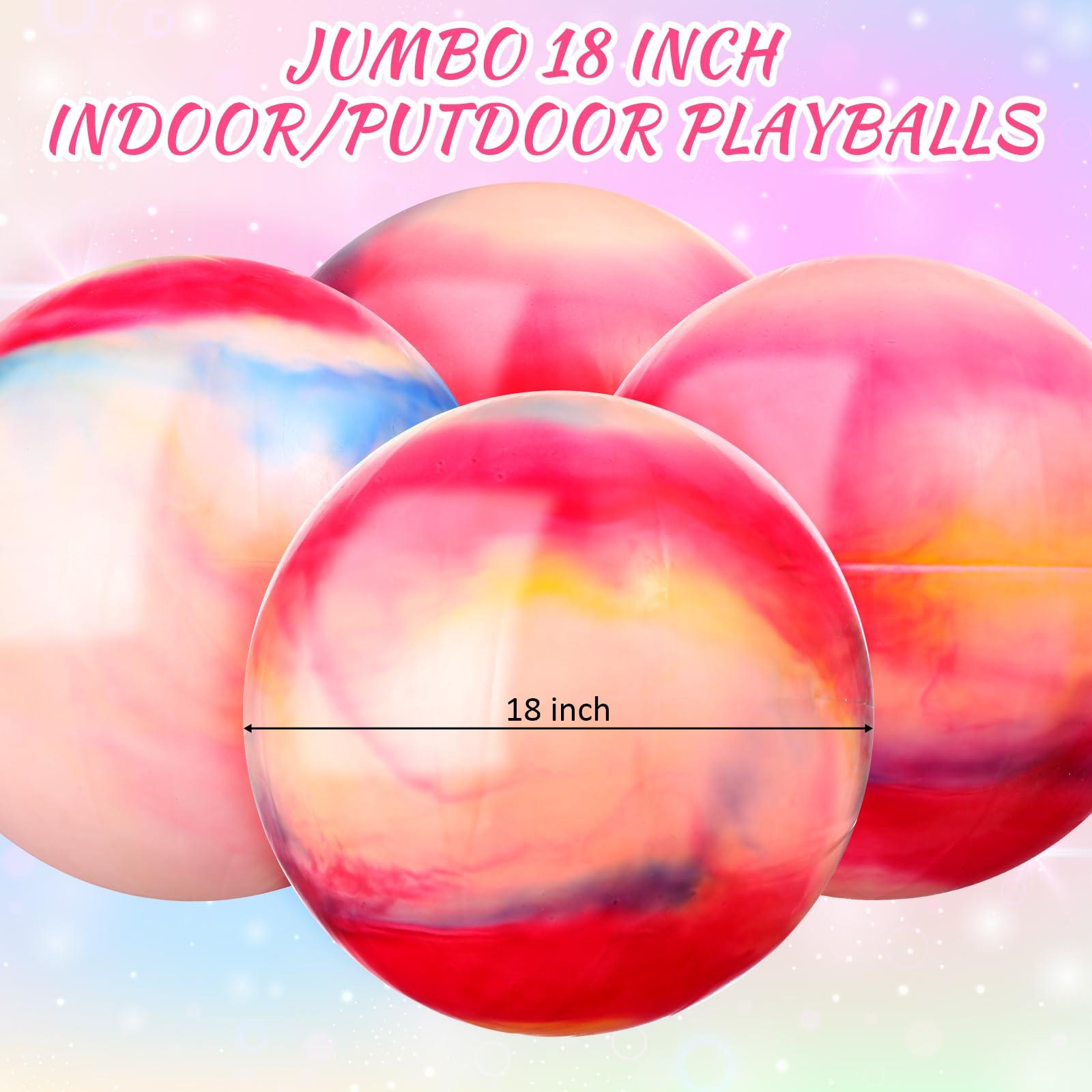 Chumia Chumia 18 Inch Fun Bouncy Balls 5 Pcs Rubber Inflatable Beach Ball Bouncing Sensory Balls with Hand Air Pump for Park Backyard Beach Indoor Outdoor Games Party Favors (Multicolor)
