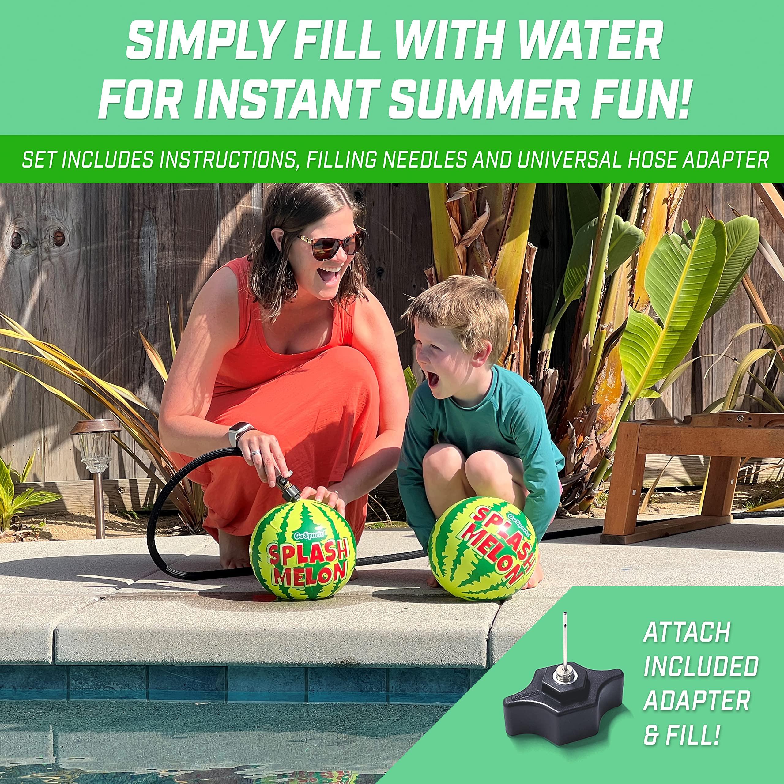 GoSports GoSports Splash Melon Pool Ball Party Toy - Includes Two 9 Inch Watermelons, Hose Fill Adapter, and 3 Needles