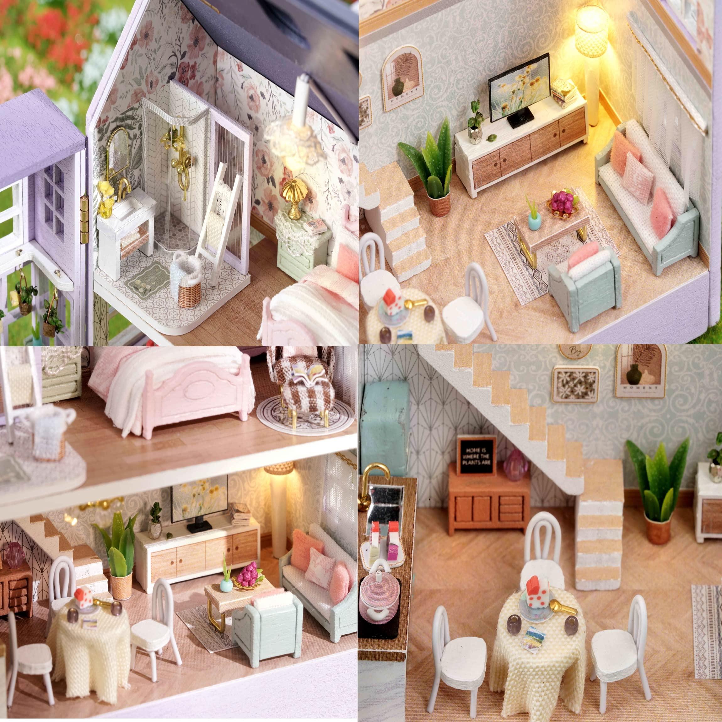 Ahilmrn Ahilmrn DIY Miniature Dollhouse Kit, DIY Wooden Dollhouse Handmade Miniature Building Kit Hobby Craft Home Decor