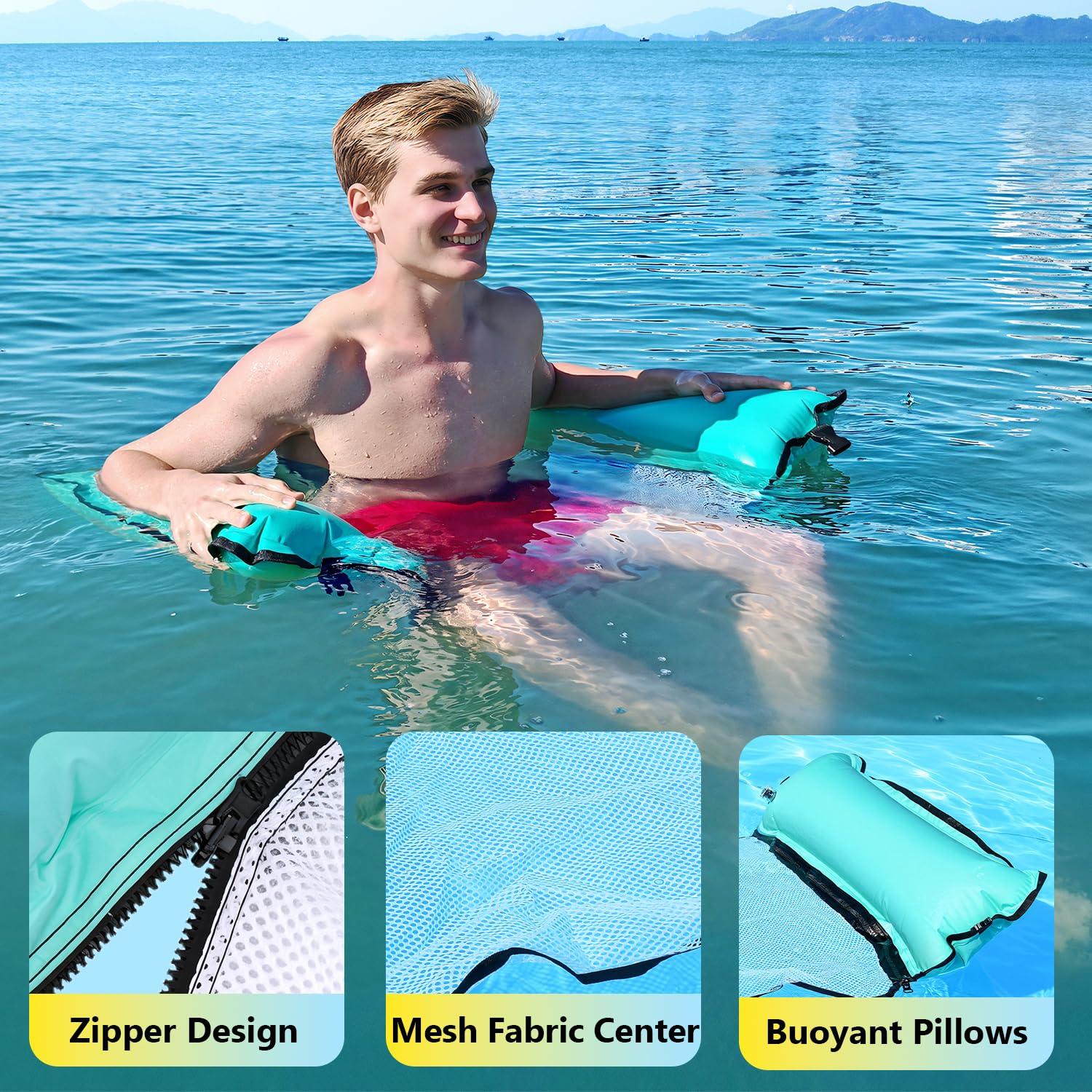 Sunrio Sunrio 114'' X 72'' Giant Inflatable Floating Mat-Pool Float Lake Floats for Adults with Pool Hammock Pool Mats for Floating Swimming Pool, Beach, Lake for Summer Water Party