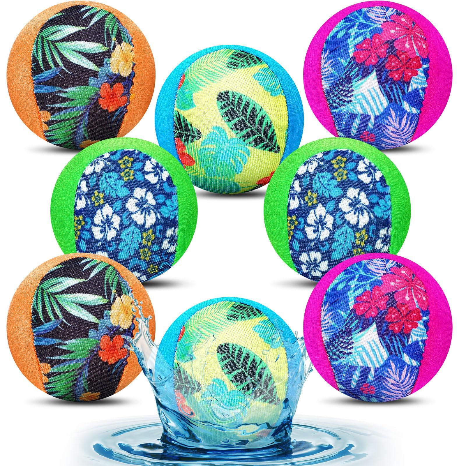 Realspring Realspring Water Skipping Ball for Kids Water Bouncing Ball Beach Pool Toy Ball for Summer Adult Swimming Pool Games Party Favors for Kids(8 Pcs, Tropical Style)