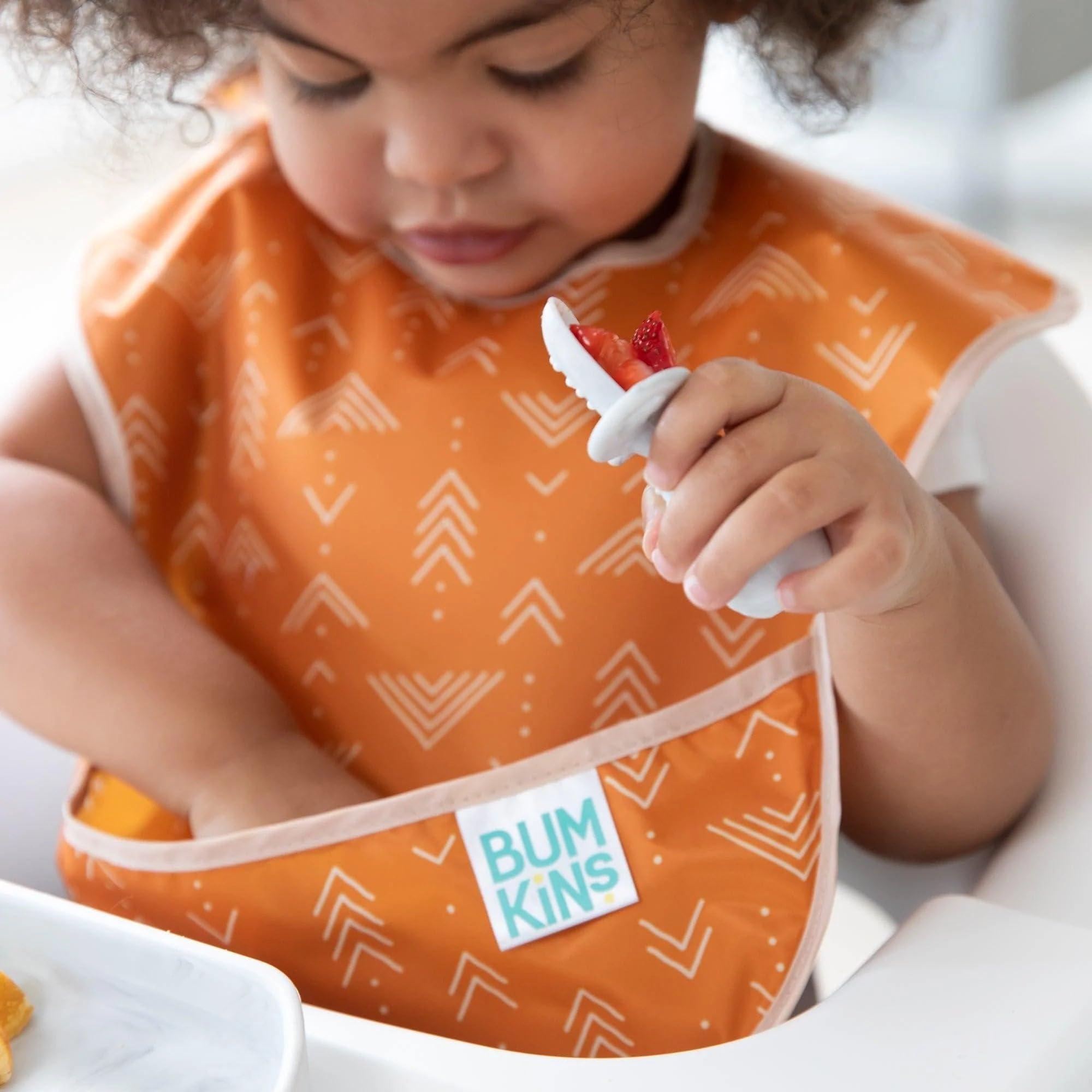 Bumkins Bumkins Bibs for Girl or Boy, SuperBib Baby and Toddler for 6-24 Months, Essential Must Have for Eating, Feeding, Baby Led Weaning Supplies, Mess Saving Catch Food, Waterproof Fabric 3-pk Desert Boho