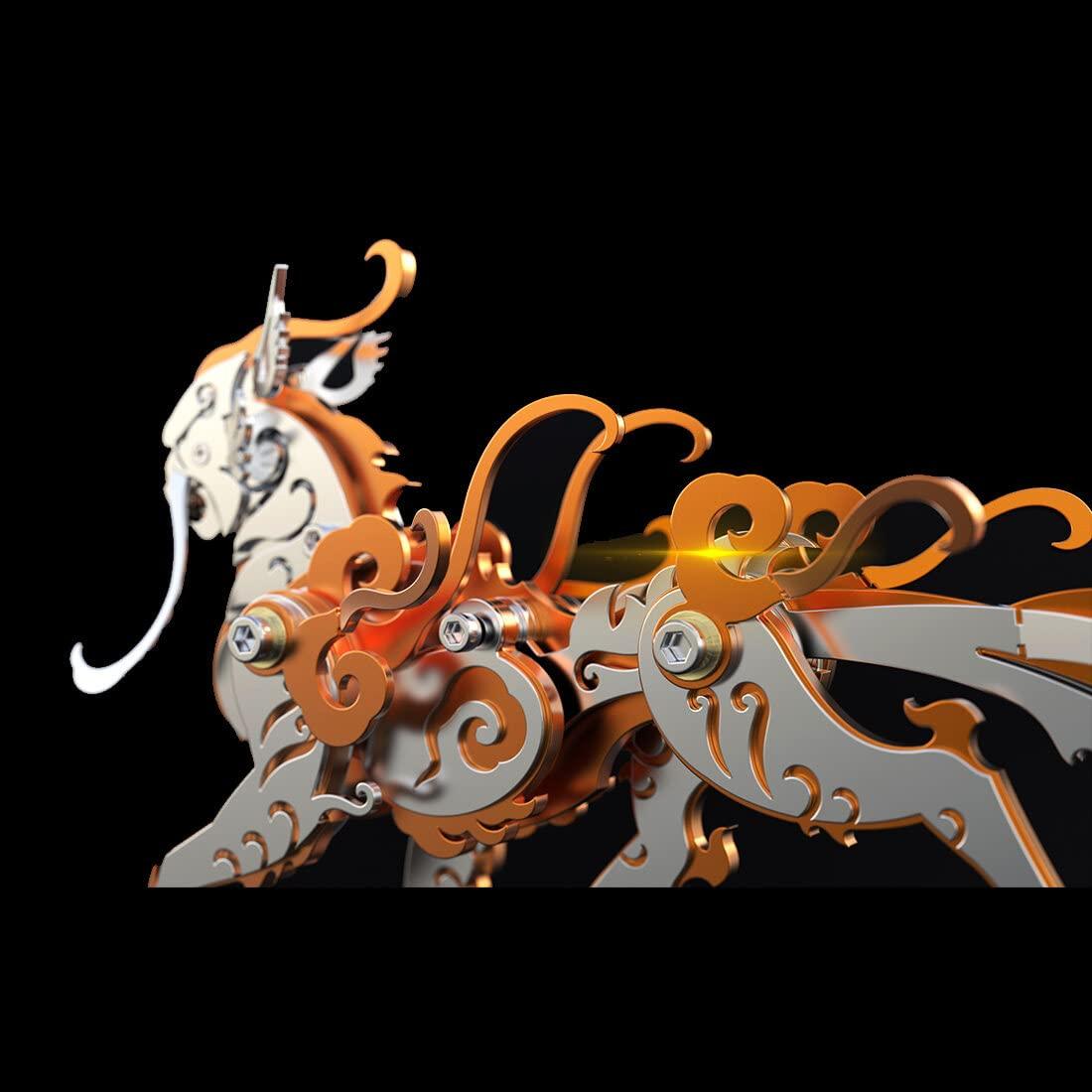 YounggDiy YounggDiy 3D Metal Puzzles for Adults, DIY Assembly 3D Mini Metal Luwu Tiger Ancient Chinese Beasts Model Set (88PCS/Orange)