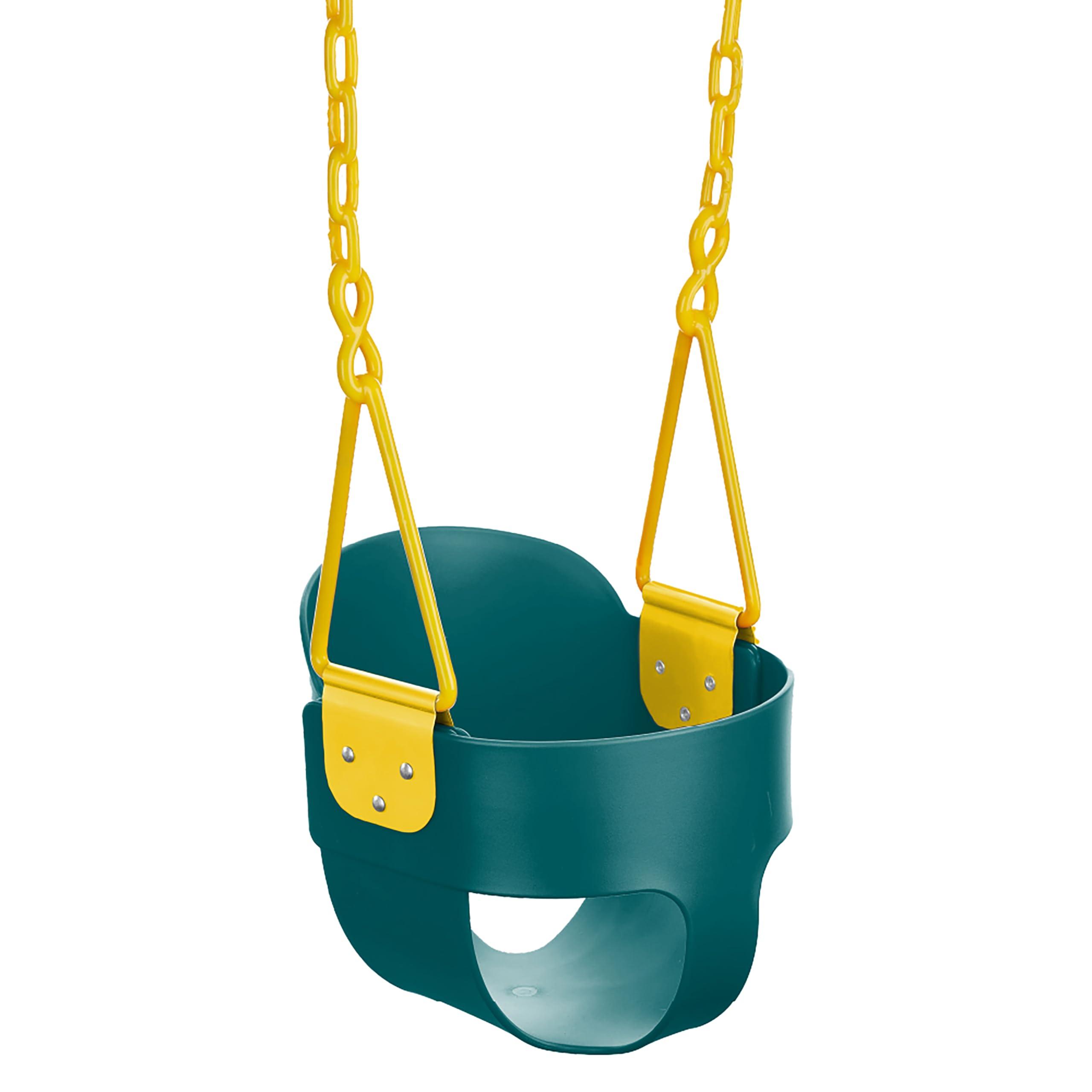 Squirrel Products Deluxe High Back Full Bucket Toddler Swing with Exclusive Chain & Triangle Dip Pinch Protection - Green - Squirrel Products