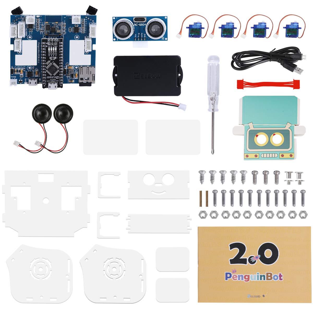 ELEGOO ELEGOO Penguin Bot Biped Robot Kit Robotics for Kids Adults Coding for Kids 8-12 STEM Kits for Kids Ages 12-14 14-16 Boys Toys Teens Circuits Engineering Kits Compatible with Arduino