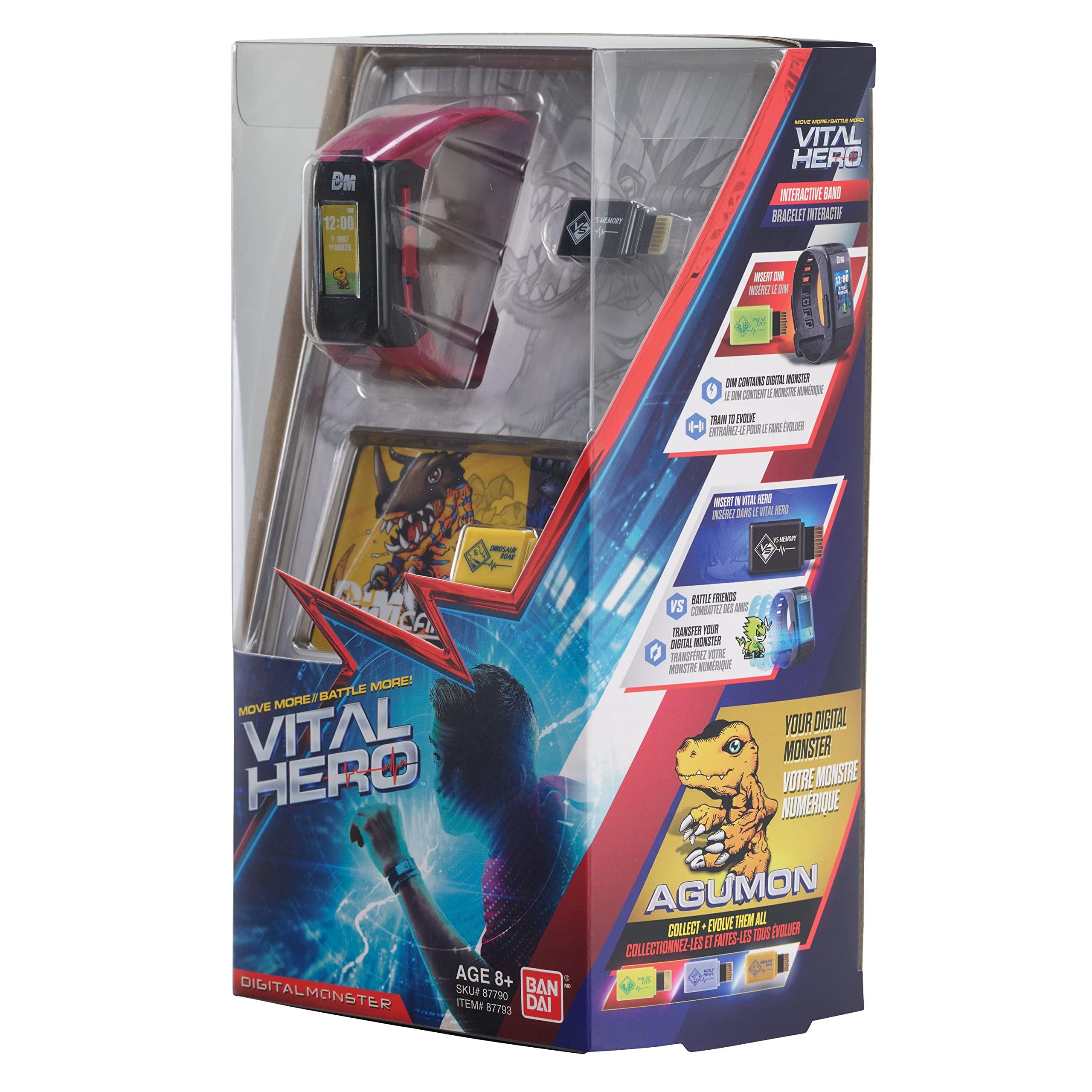 Vital Hero Bandai Namco - Digimon - Vital Hero Interactive Fitness Tracker/Digital Watch/Virtual Pet (Red)