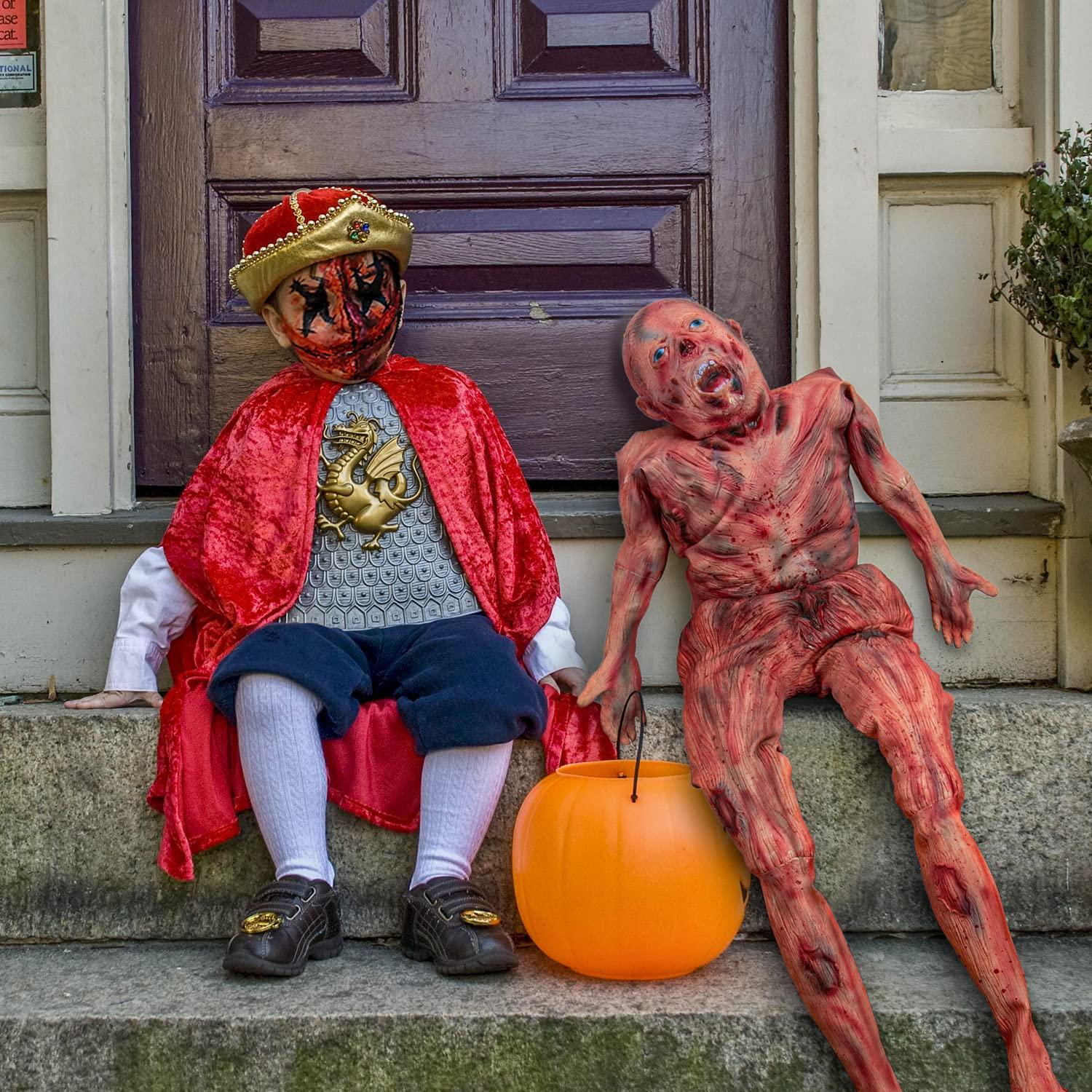 XONOR Halloween Bloody Full Body - 4.8ft Latex Skinned Hanging Corpse Torso Props for Haunted House Zombie Halloween Party Decoration(1Piece)