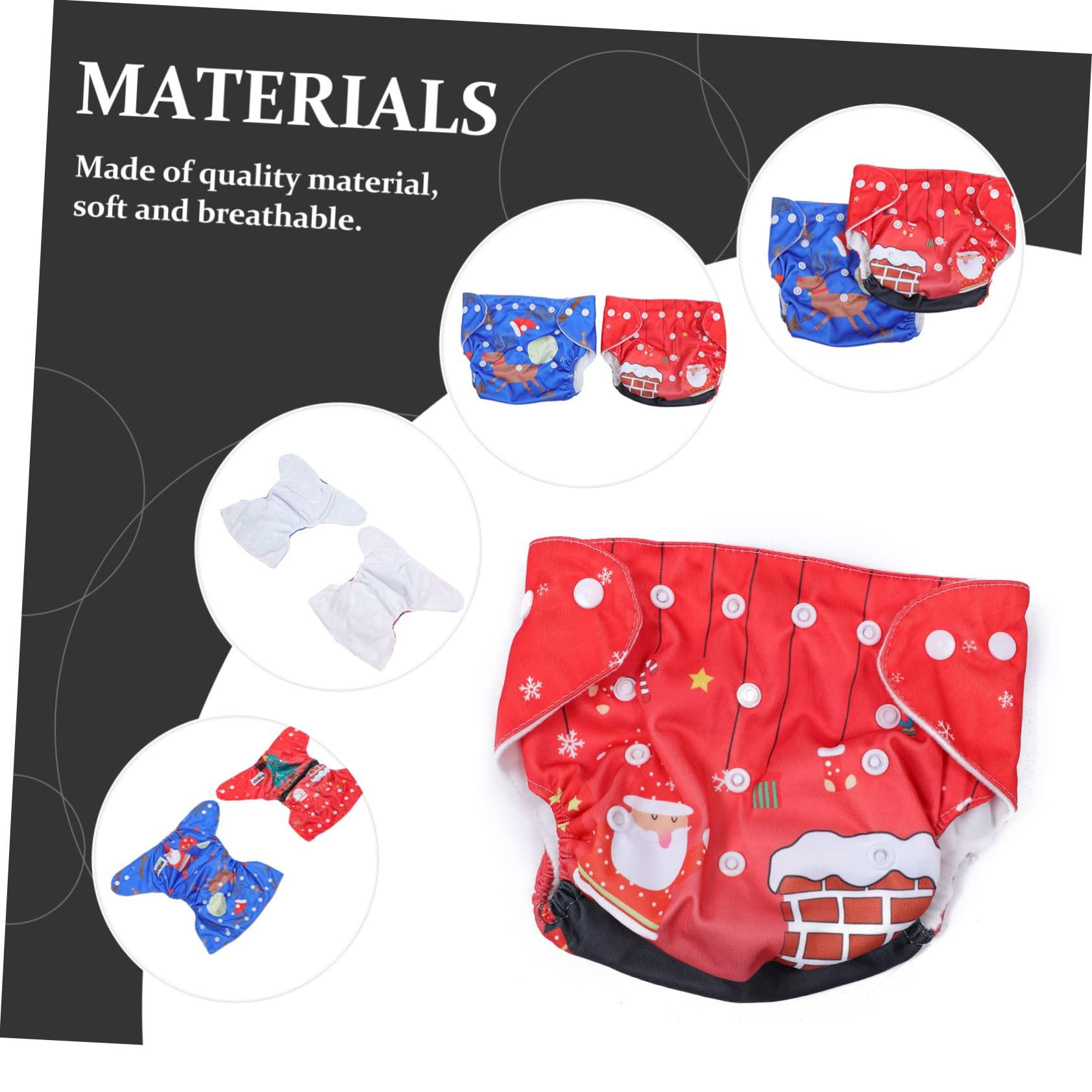 Hemoton HEMOTON Christmas Diaper Pants Set 2pcs Waterproof Baby Nappy Pants Easy Press Button for Baby's Night Comfort