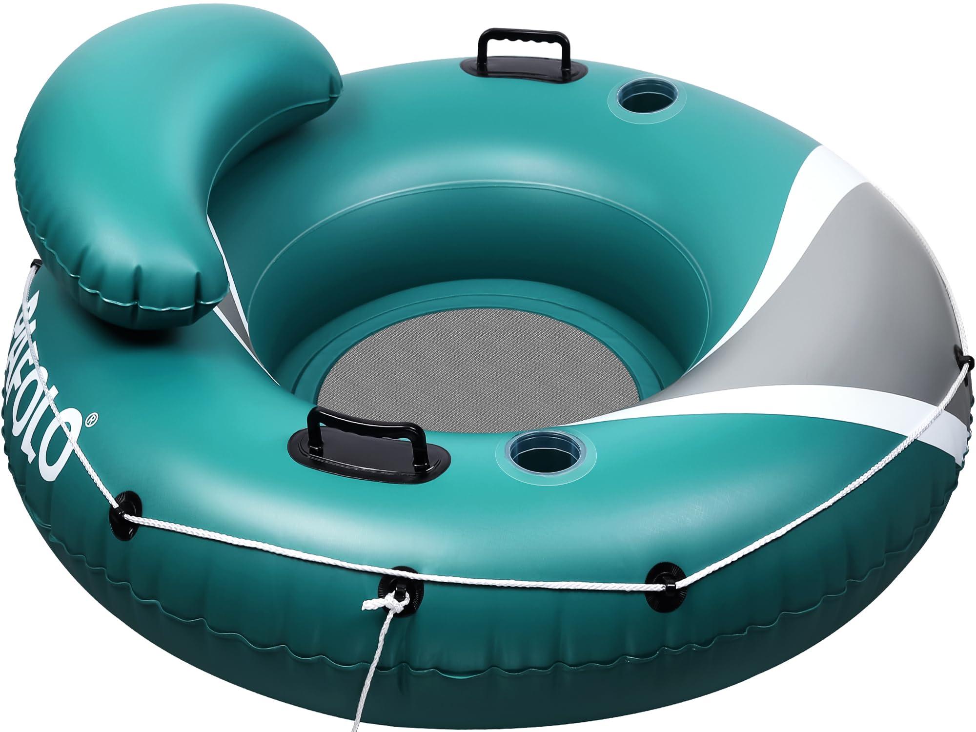 Pafolo River Tubes for Floating Heavy Duty, Pool Float Adult, 53" Inflatable Float Tube for Beach Lake Rafting, River Floats with Mesh Bottom