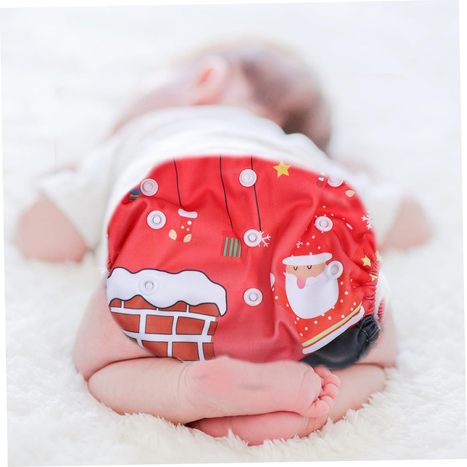 Hemoton HEMOTON Christmas Diaper Pants Set 2pcs Waterproof Baby Nappy Pants Easy Press Button for Baby's Night Comfort
