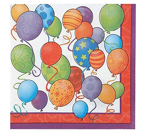 Unique Balloons Birthday Party Napkins, 16ct