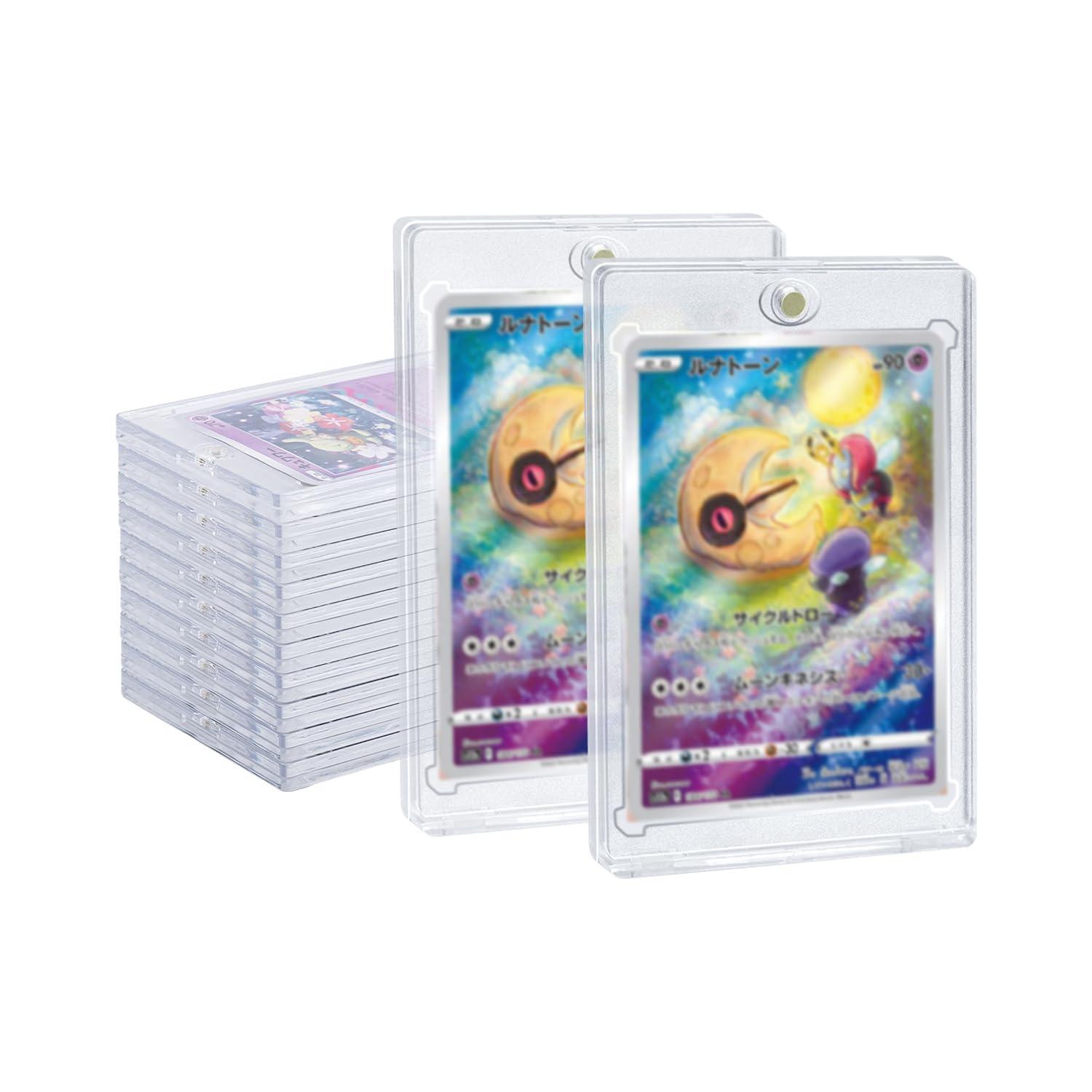 Wigearss Wigearss Pack of 10 35PT Magnetic Card Holder UV Protection Transparent Card Frame Card Sleeves Protective Cases for Pokemon, Magic, Yugioh, Sports Card Collection