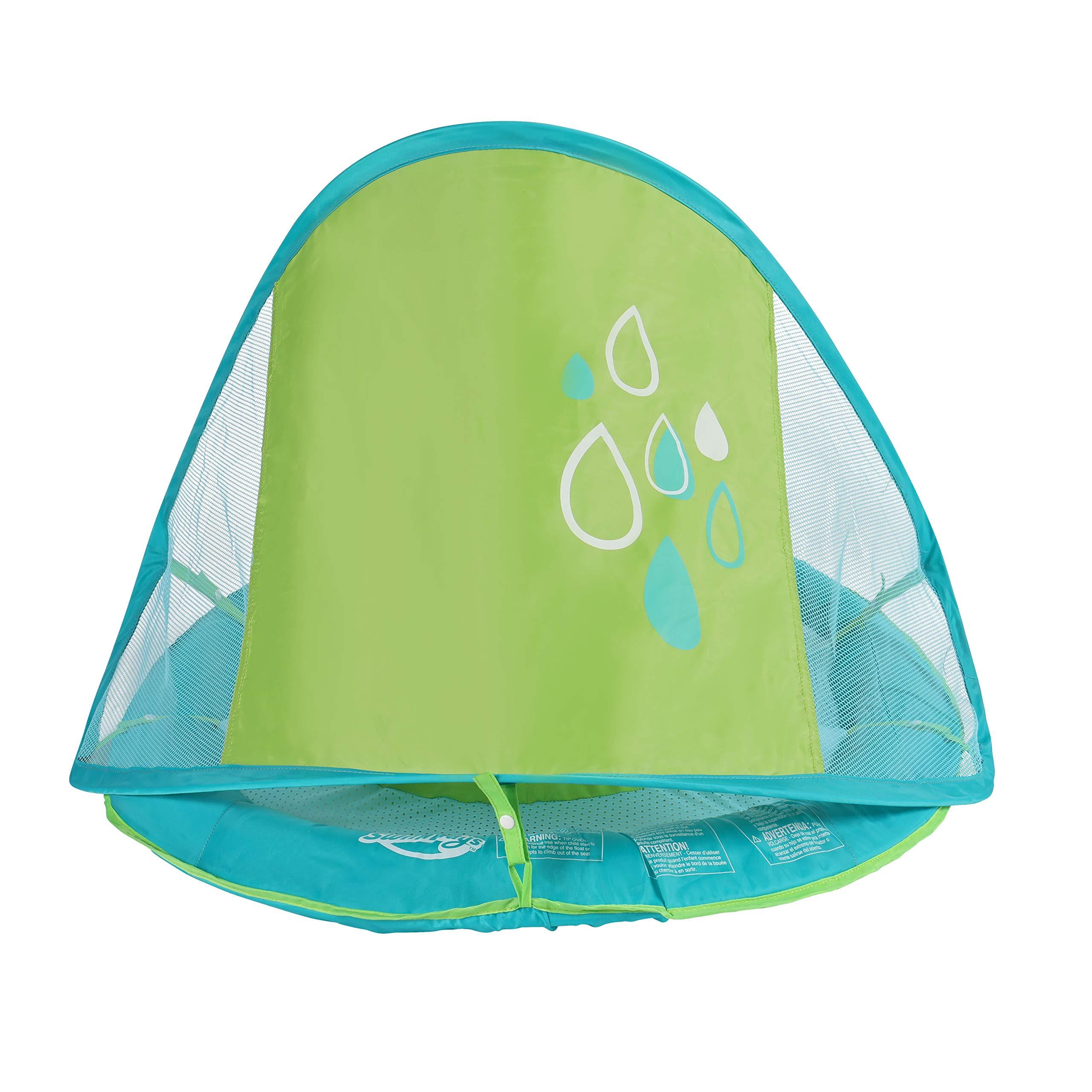 SwimWays SwimWays Baby Spring Float with Canopy - Inflatable Float for Children with Detached Floating Toys and UPF Sun Protection - Aqua/Green