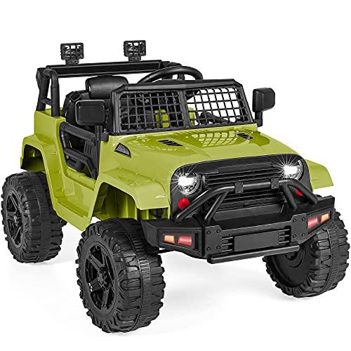 Best Choice Products 12V Kids Ride On Truck Car w/Parent Remote Control, Spring Suspension, LED Lights, AUX Port - Green image-1