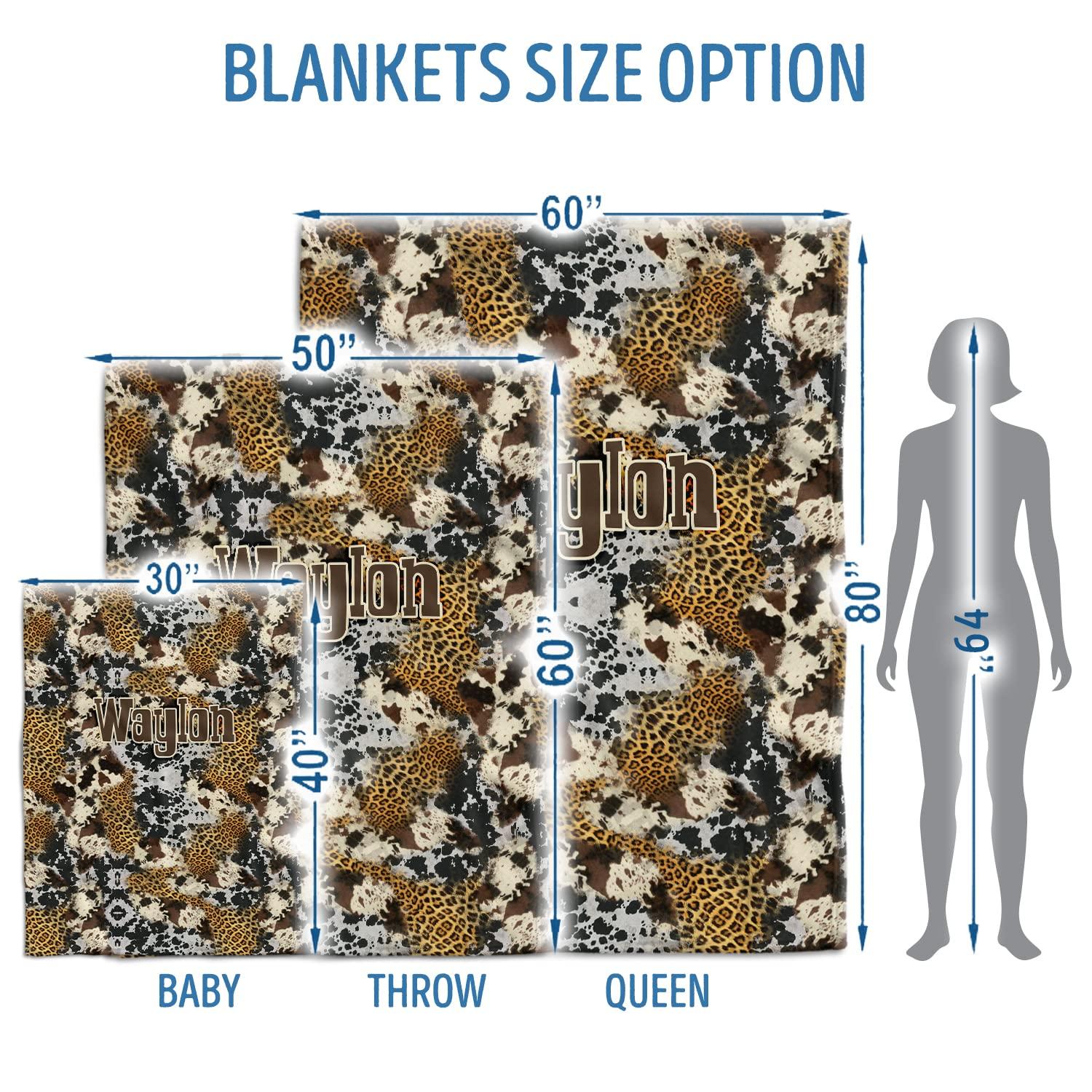 locobird Cow Print Blankets, Cowboy Baby Blankets, Baby Western Blankets, Personalized Baby Blankets for Girls Boys, Baby Stuff, Custom Baby Blankets Name Fleece Blankets for Newborn Infant Son Daughter