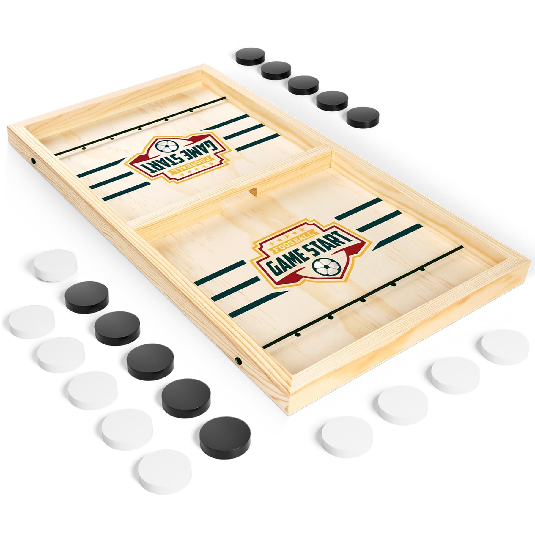 Hailey&Elijah Exciting Fast Sling Puck Game, Crash Bash Board Game, Table Top Hockey Game, Football Slingshot Game, Wooden Hockey Game, Rapid Sling Table Battle Speed String Puck Game