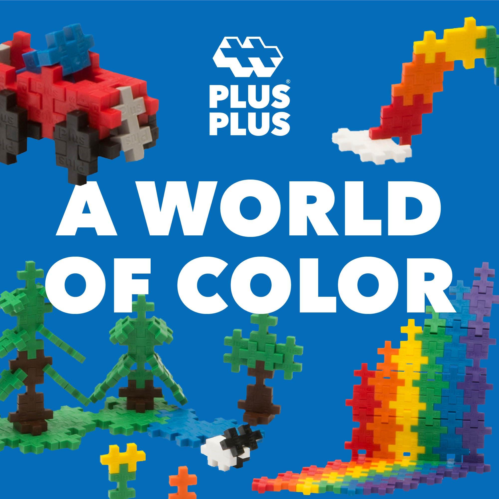 PLUS PLUS PLUS PLUS - Open Play Set - 600 Piece - Basic Color Mix, Construction Building Stem Toy, Interlocking Mini Puzzle Blocks for Kids
