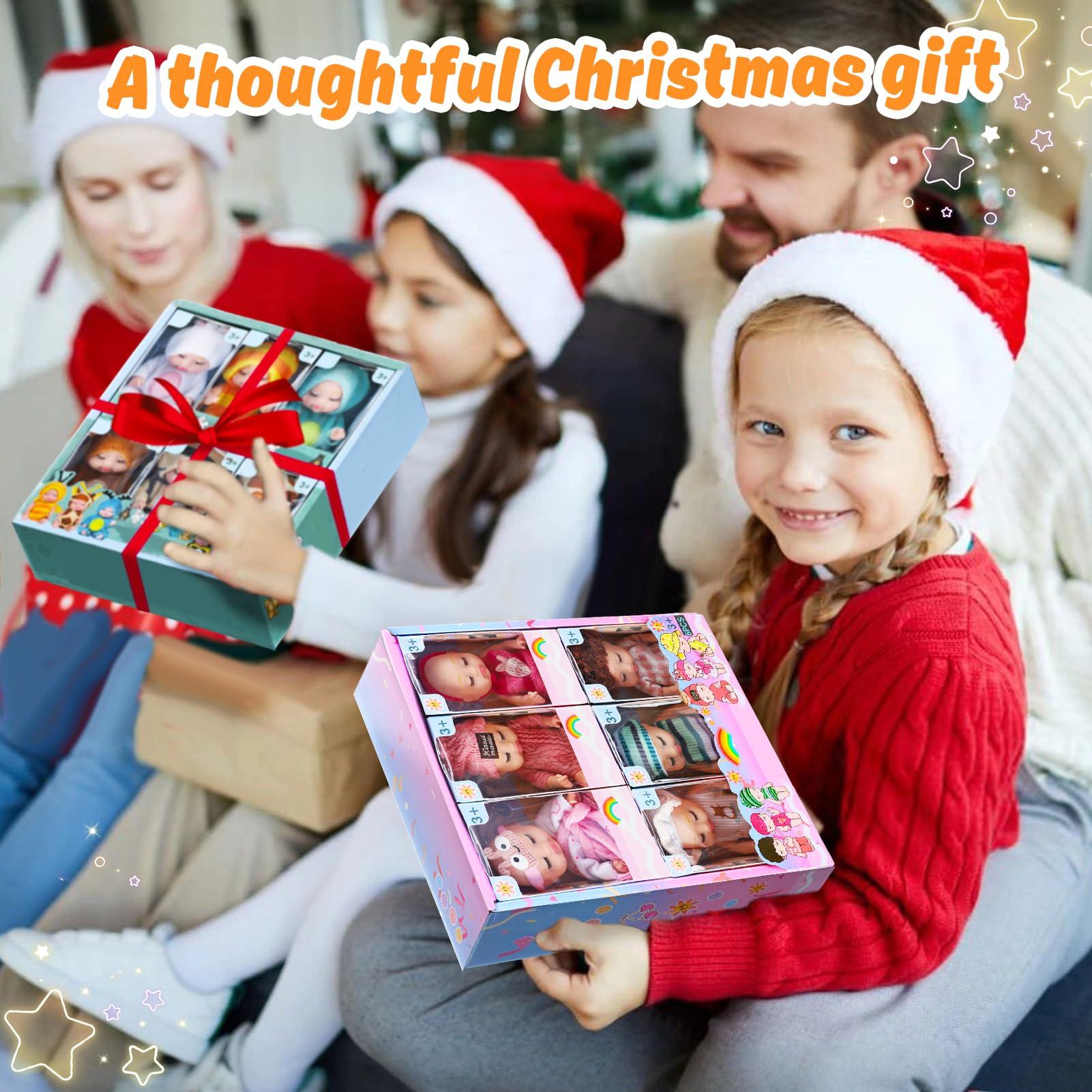 Biubee 4 Inch Mini Baby Dolls - Baby Dolls Toy Gift Set, Rotatable Joints, Lifelike Realistic Baby Doll Tiny Babies Girls Gifts for Granddaughter Kids Birthday Baby Shower, 12Pcs