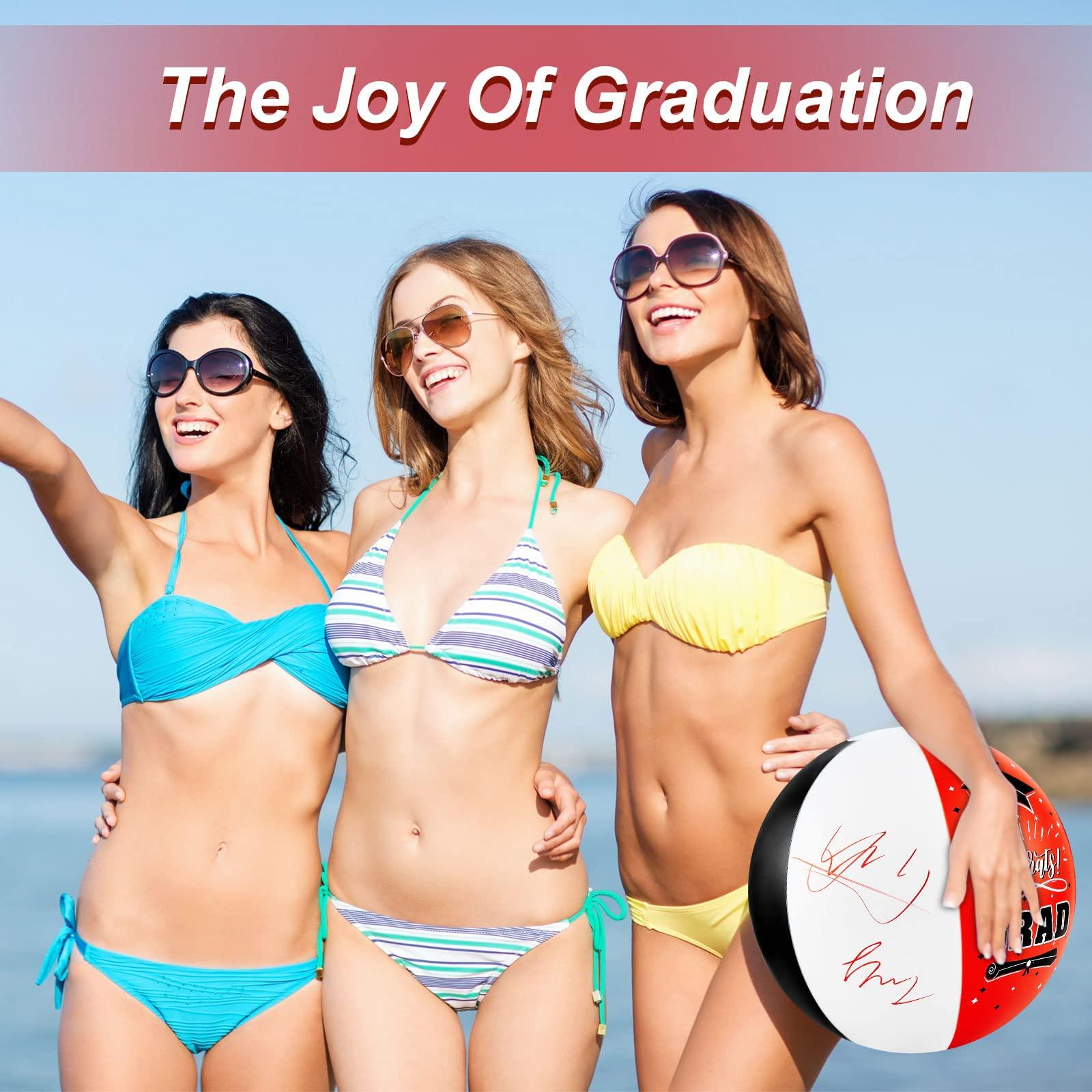 Skylety 10 Pieces Graduation Inflatable Beach Balls Class of 2025 Graduation Party Favors Congrats Grad Sign for Grad Party Decoration Supplies Summer Sand Game(Red)
