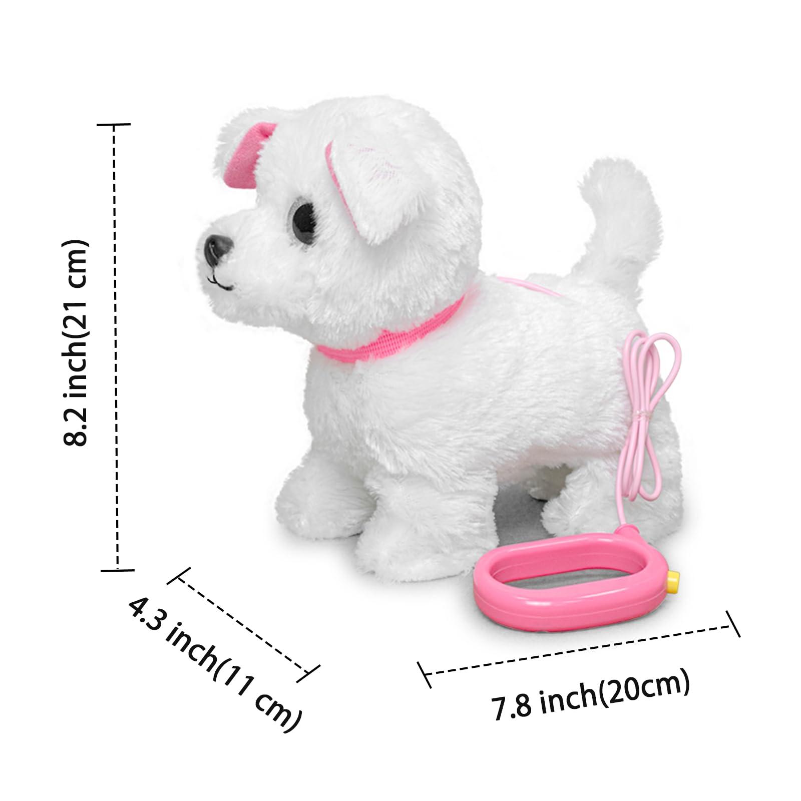 YH YUHUNG YH YUHUNG Walking and Barking Toy Dog with Remote Control Leash Puppy Electronic Pets Interactive Toys for Kids (White)