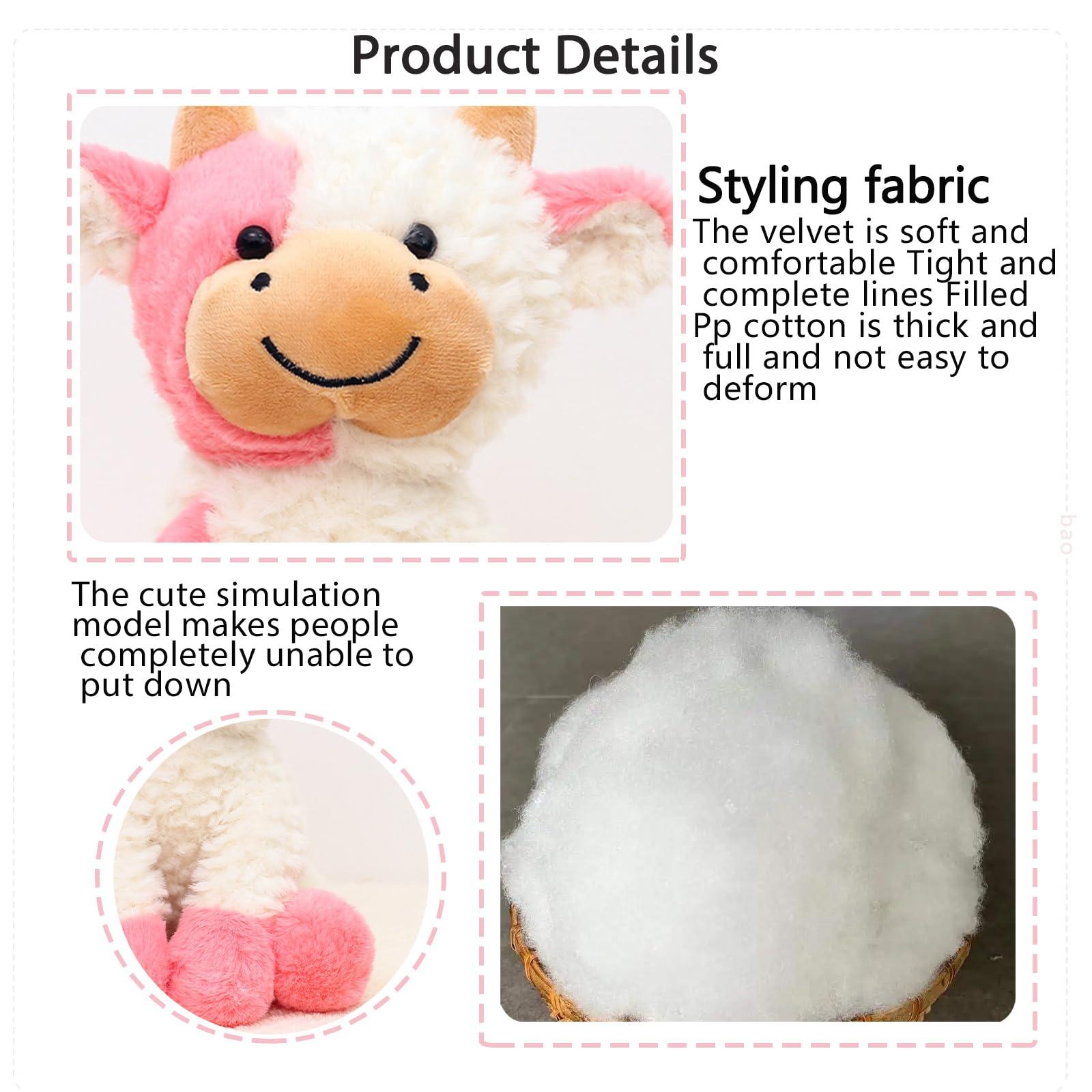 AUCOOMA AUCOOMA Cow Stuffed Animal Adorable Plush Pink Calf Fluffy Plush Doll Birthday Warm Gift for Kids Nursery Girls Toddlers Adults 9\"