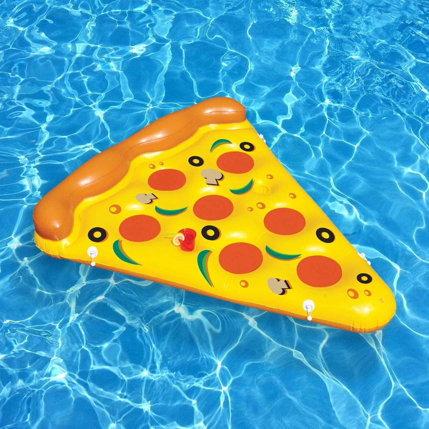 Swim Central Inflatable Yellow and Orange Pizza Slice Swimming Pool Float Raft - 72"