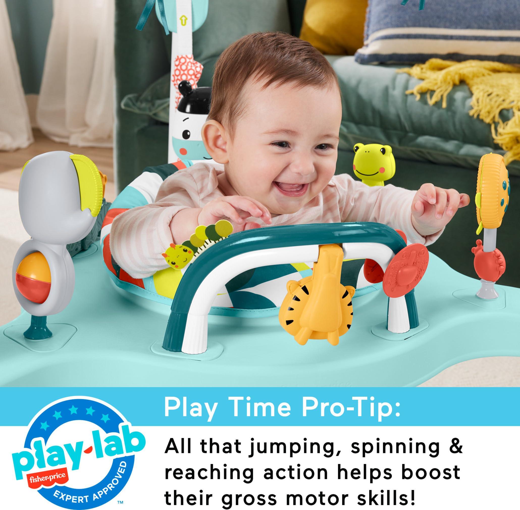 Fisher-Price Fisher-Price Baby Bouncer Colorful Corners Jumperoo Activity Center with Music Lights Sounds & Developmental Toys