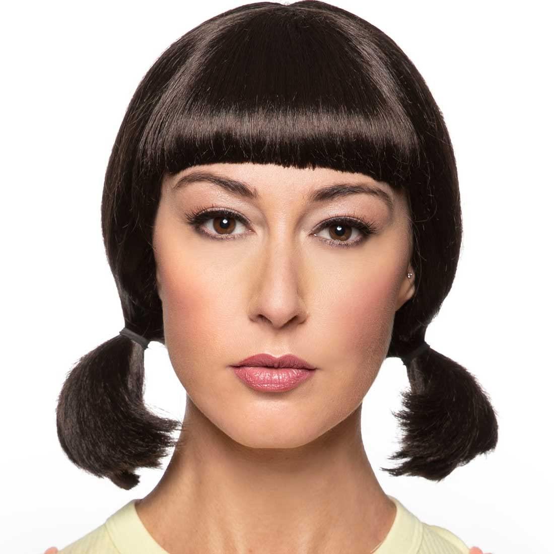 Enigma Costume Wigs Robot Doll Squid Color Brown - Enigma Wigs Red Green Light Game Giant Killer Girl Pigtails Korean Younghee Fancy Dress Bundle MaxWigs Costume Wig Care Guide