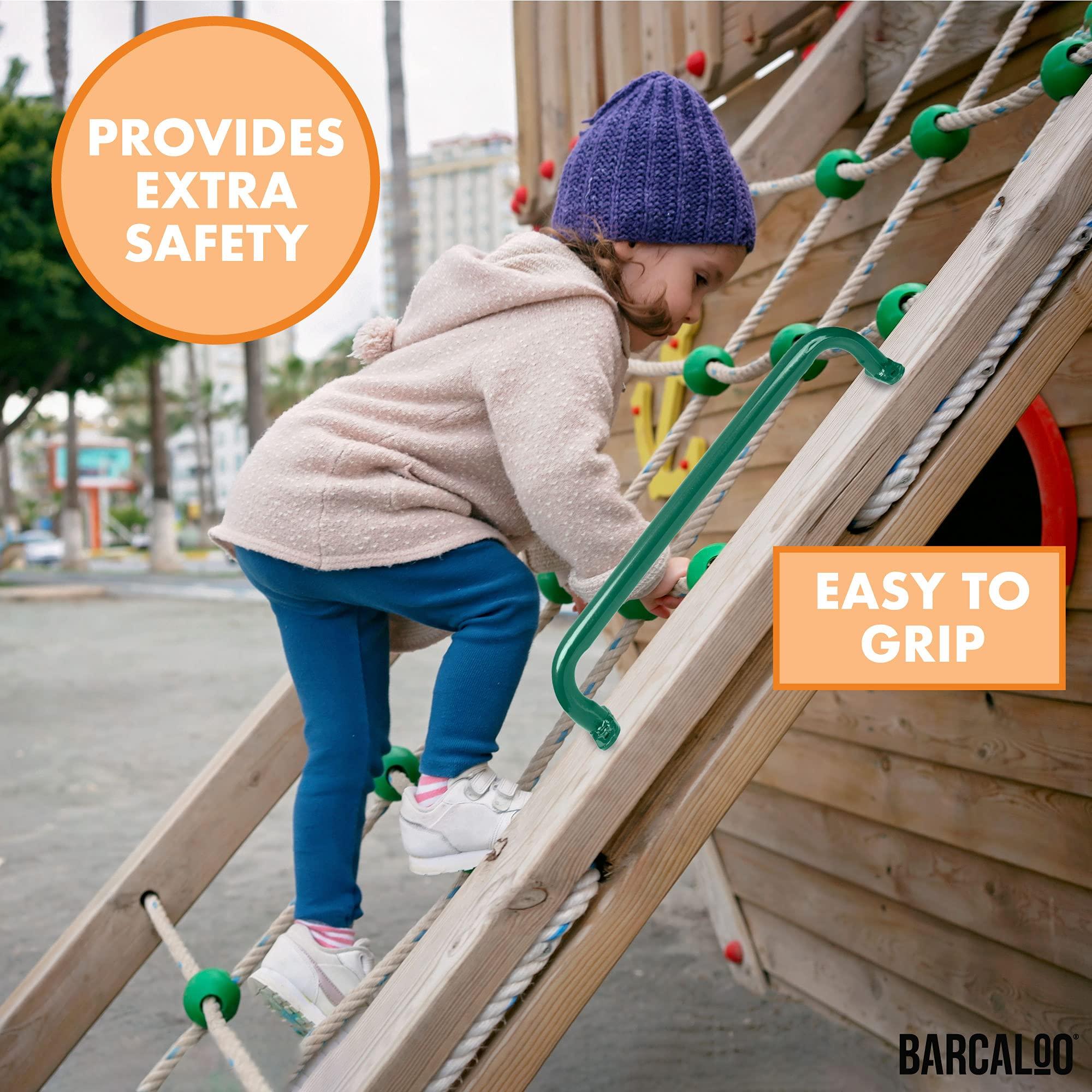 Barcaloo Bacaloo 16.5 Inches Monkey Bars for Kids Outdoor - 8 Green Powder Coated Bars, Set of Two 37 Inch Safety Handle Bars, and Set of Two 9.5 Inch Safety Handle Bars