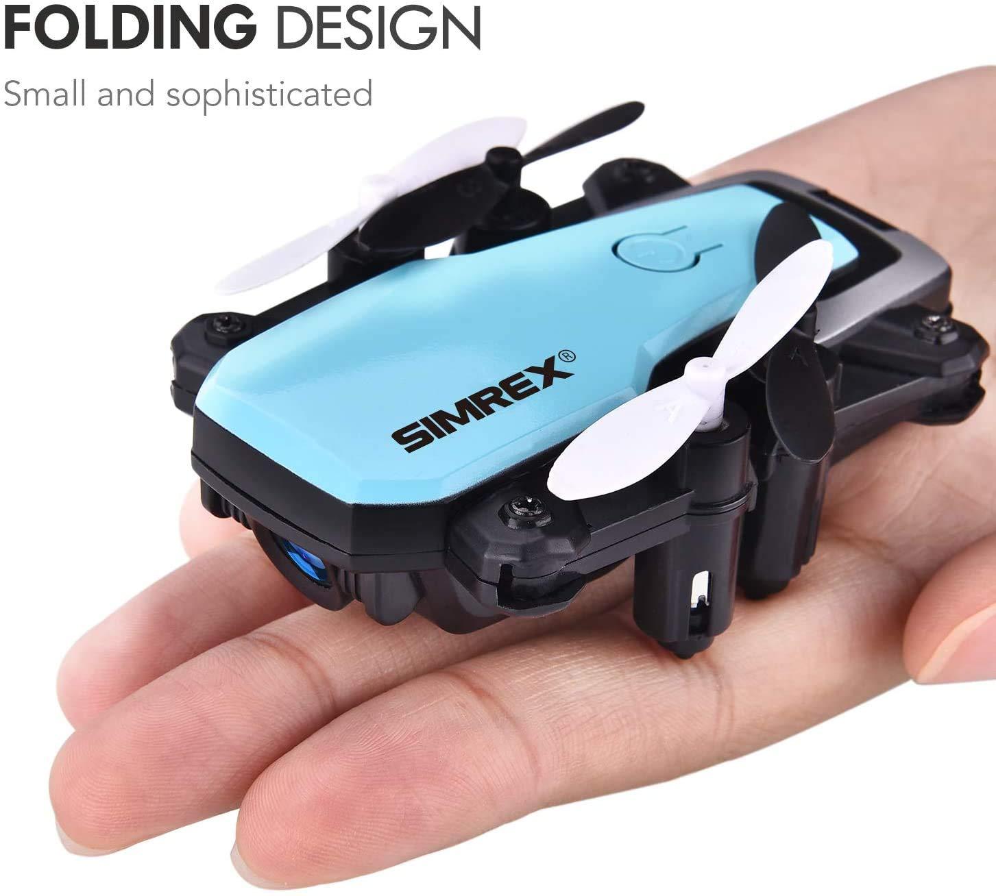SIMREX SIMREX X300C Mini Drone RC Quadcopter Foldable Altitude Hold Headless RTF 360 Degree FPV Video WiFi 720P HD Camera 6-Axis Gyro 4CH 2.4Ghz Remote Control Super Easy Fly for Training Blue