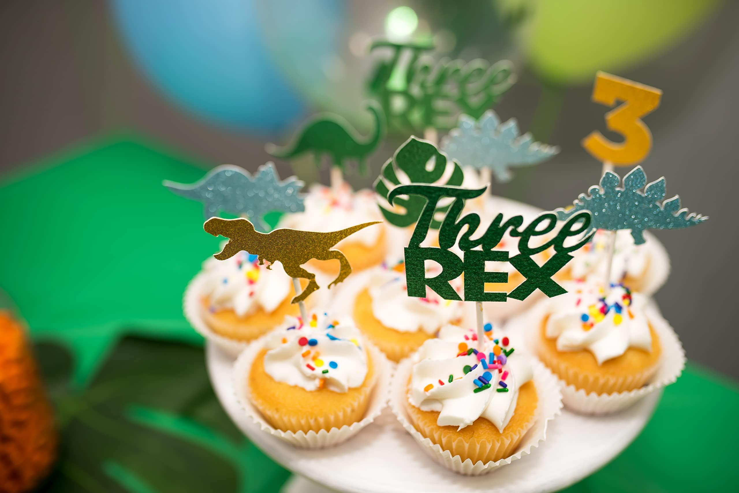 Abby and Steph Three Rex Birthday Party Decorations - 3 rex birthday decorations boys w/ 2 dinosaur birthday banner - 3rd birthday decorations for boys - three rex birthday party decorations boy - three rex balloons