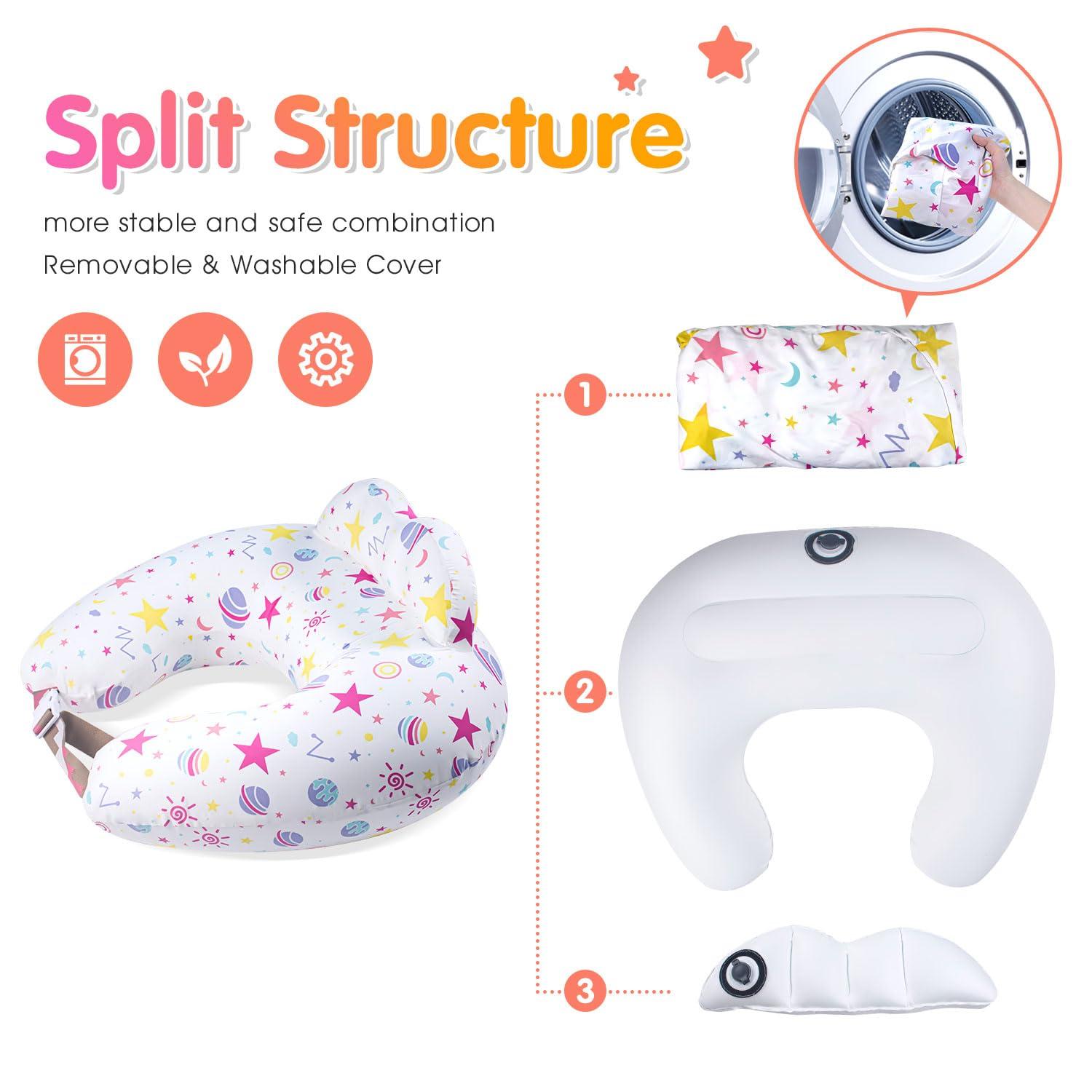 Portabuddy Portabuddy Inflatable Travel Nursing Pillow for Breastfeeding Breast Feeding Pillow for Mom & Baby Support, Removable Pure Cotton Cover, Adjustable Waist Strap, Newborn Essentials Must Haves