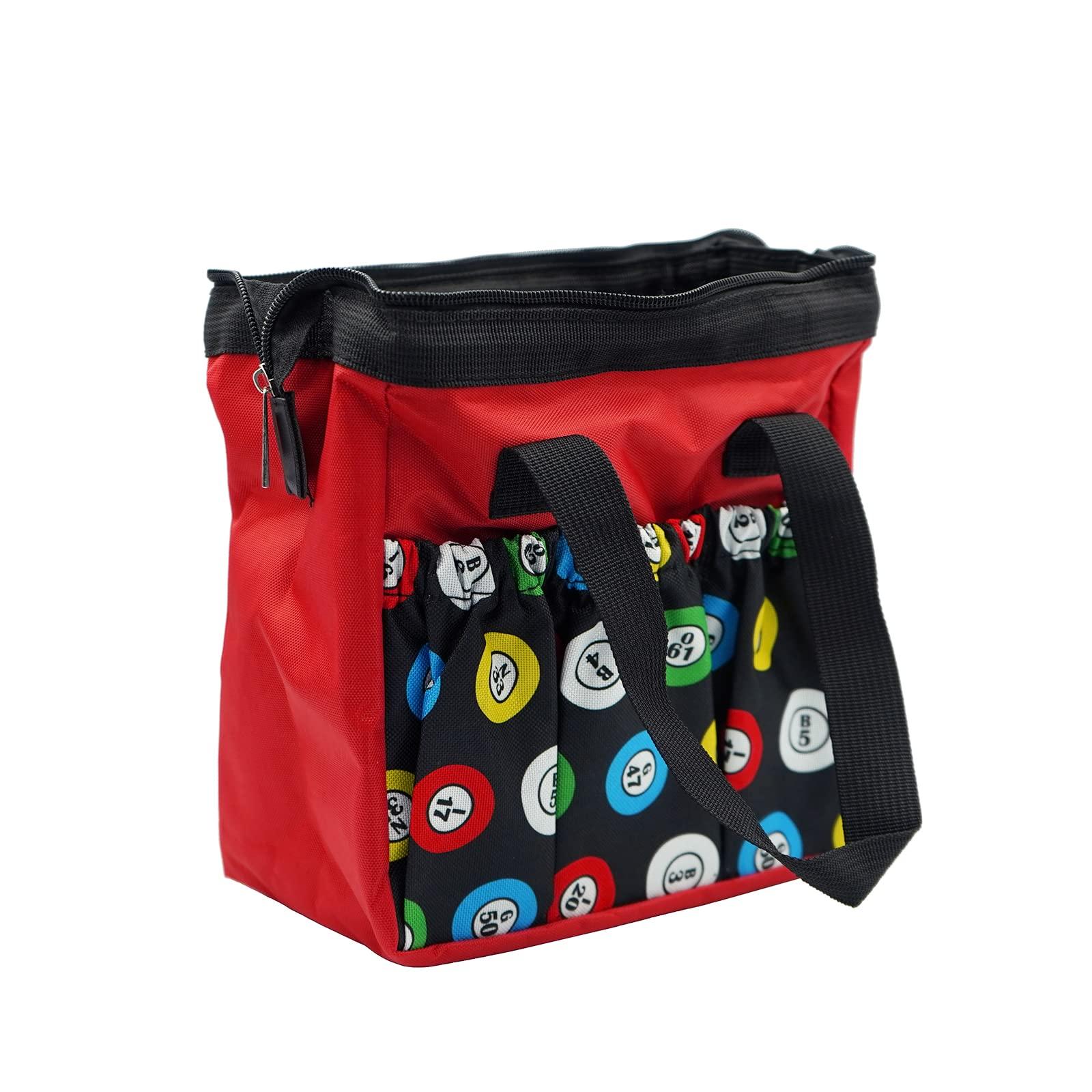 Yuanhe Yuanhe Bingo Dauber Bags with 6 Pockets Red Bingo Tote Bag