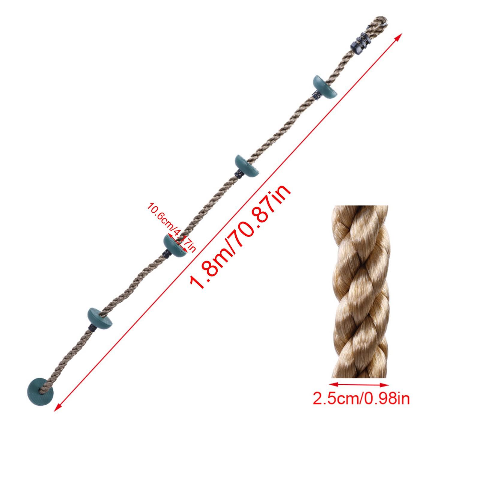 KJAOYU Climbing Rope with Platforms,Tree Climbing Rope,Swing Set Accessories,Children Swing Disc Climbing Rope Kids Playground Equipment Toys (Dark Green)