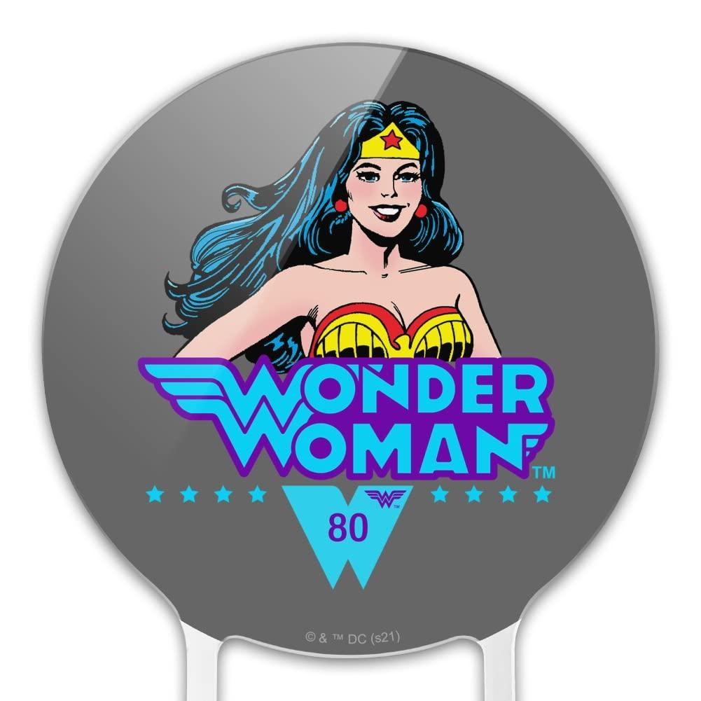 GRAPHICS & MORE Acrylic Wonder Woman 80th Classic Comic Smile Cake Topper Party Decoration for Wedding Anniversary Birthday Graduation