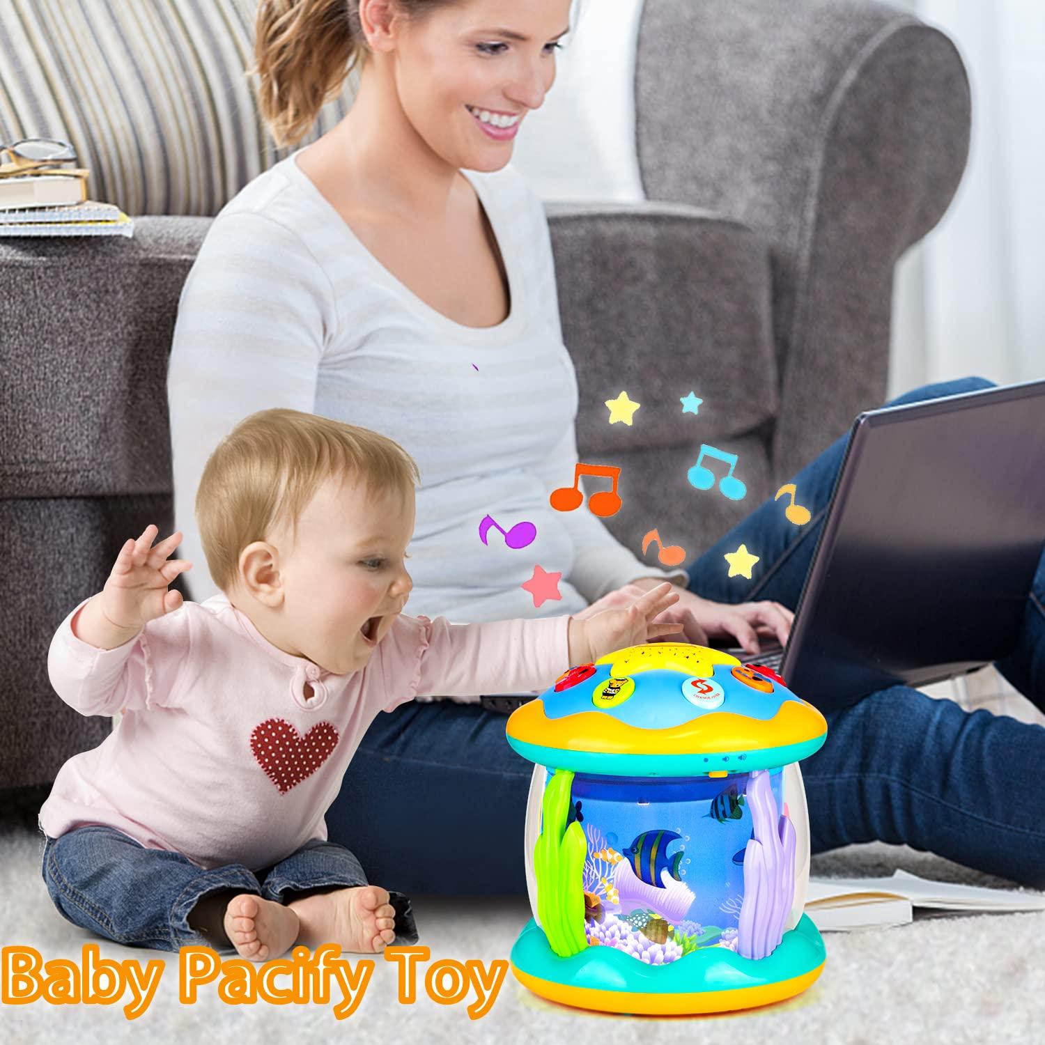 Koyiwa Baby Toys 12 Months Musical Light Up Tummy Time Infant Toys 12-18 Months Crawling Toys Ocean Rotating Projector Baby Gifts for 1 2 3 Year Old Boy Girl Birthday Toddlers Kids