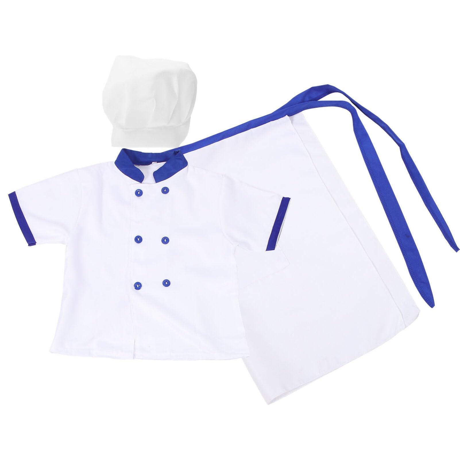 GALPADA GALPADA Kids Chef Costume Include Toddler Apron Short Sleeve Jacket and Chef Hat Pretend Chef Outfit for Kitchen Cooking Baking Wear