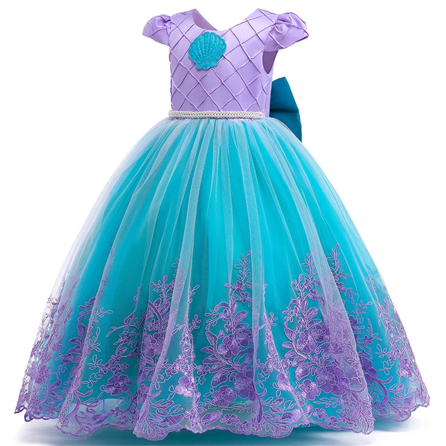 PURFEEL PURFEEL Girls Mermaid Princess Dress Kids Mermaid Costume Dress up for Ariel 4-5Years