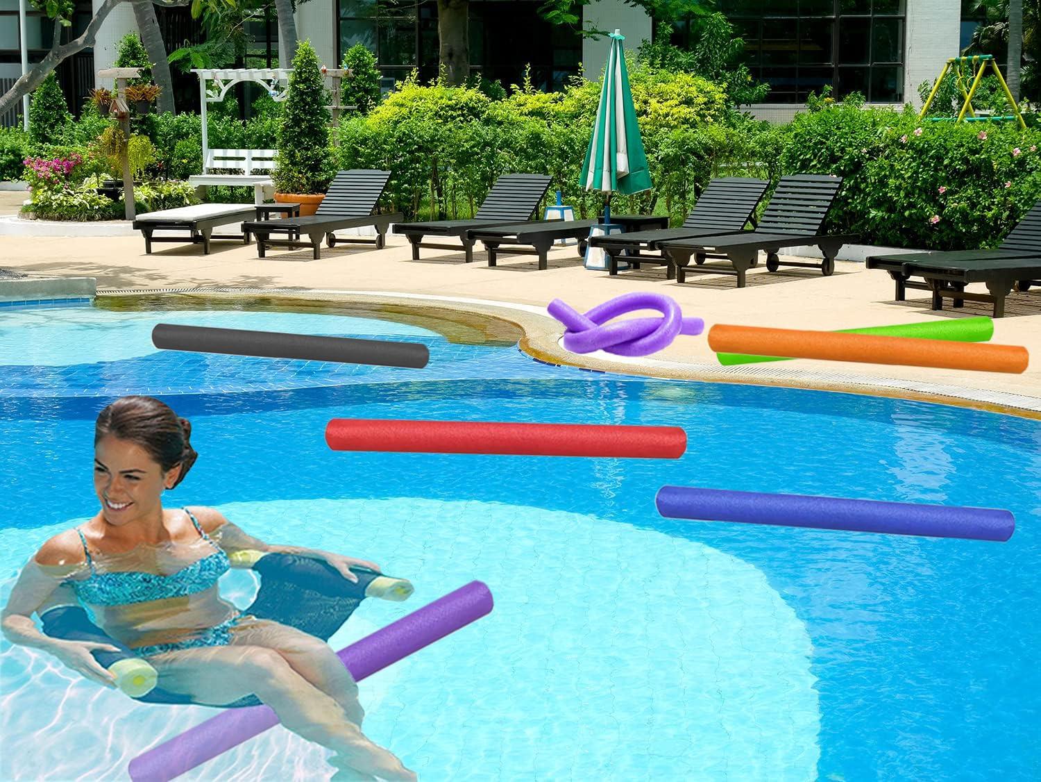 Chochkees Chochkees Floating Pool Noodles Foam Tube, Thick Noodles for Floating, Swimming Pool Accessories, 47 Inches Long (Black, 12-Pack)