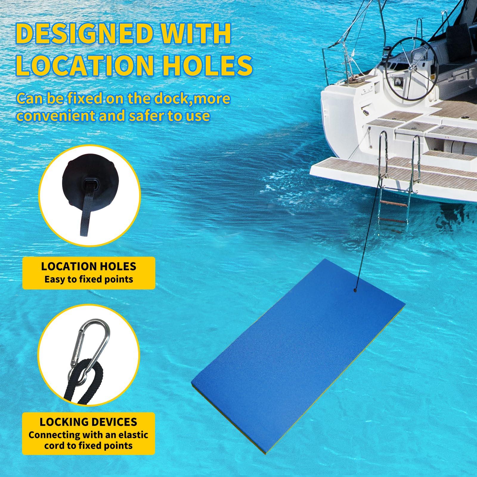 Pipleo 8'/9'/12'/18' Lily Pad Floating Mat, Premium Floating Water Mat for Lake, 3-Layer Tear-Resistant XPE Foam, Extra Large Floating Pad for Water Recreation and Relaxing (12X6 FT, Blue)
