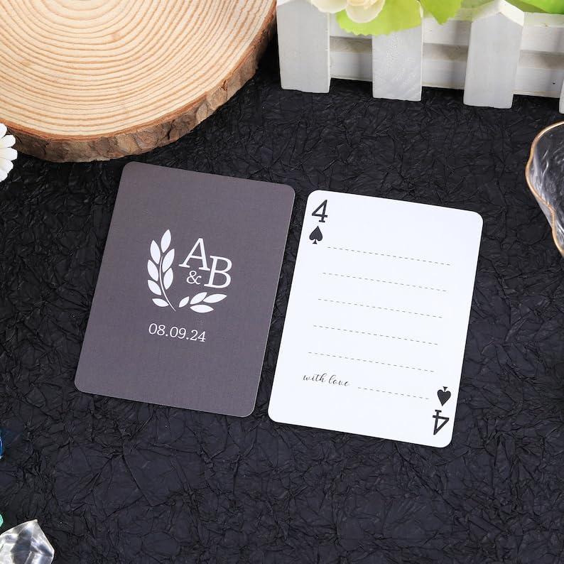 LongGenius LongGenius Unique Guest Book Card, Custom Wedding Monogram Playing Cards, Wedding Shower Favors, Custom Card Deck, Groomsmen Bridesmaid Card Gifts