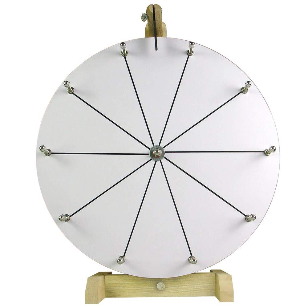 WoodWell WoodWell 16 Inch Tabletop Spinning Prize Wheel w/ Wood Stand | Dry Erase | 10 Customizable Slots | Casino Games | Family Night | Classrooms | with Markers and Eraser