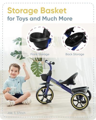 KRIDDO KRIDDO Kids Tricycles Age 24 Month to 4 Years, Toddler Kids Trike for 2.5 to 5 Year Old, Gift Toddler Tricycles for 2-4 Year Olds, Trikes for Toddlers, Blue