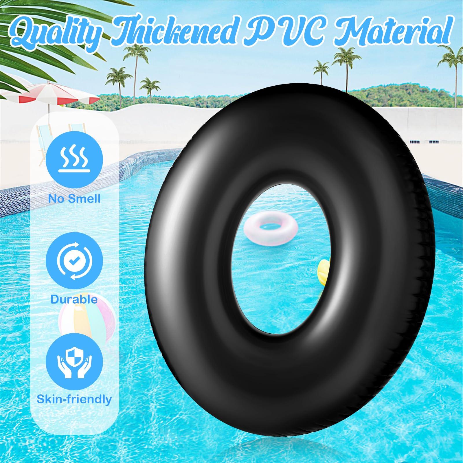 Gemscream Gemscream 8 Pcs Large Inflatable Pool Float 36 Inches Swimming Ring Pool Floats Adult Inflatable Tube for Summer Vacation Beach River Bachelorette Wedding Party Supplies(Black)