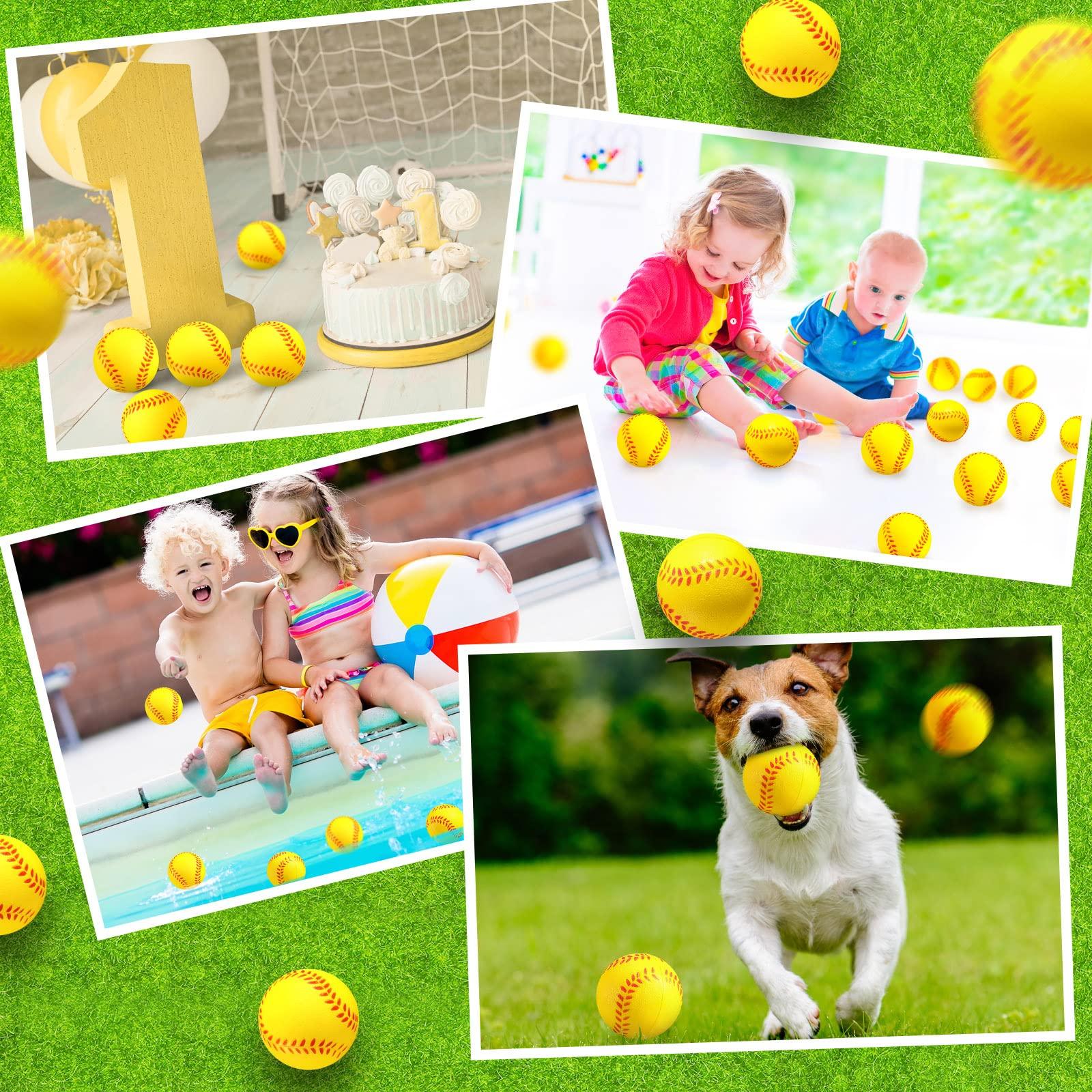 HyDren HyDren 20 Pcs Mini Softball Stress Balls Bulk Softball Gifts Yellow Foam Sports Balls Softball Party Favors for Party Bag Gift Fillers Stress Relief School Carnival Reward Softball Toy Games, 2.5 Inch