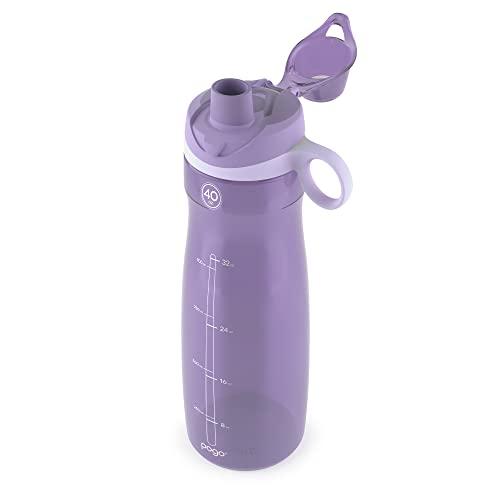 Pogo Pogo 40oz Plastic Water Bottle with Soft Straw Lid and Carry Handle, Reusable, BPA Free, Dishwasher Safe, Perfect for Travel, School, Outdoors, and Gym, Lilac