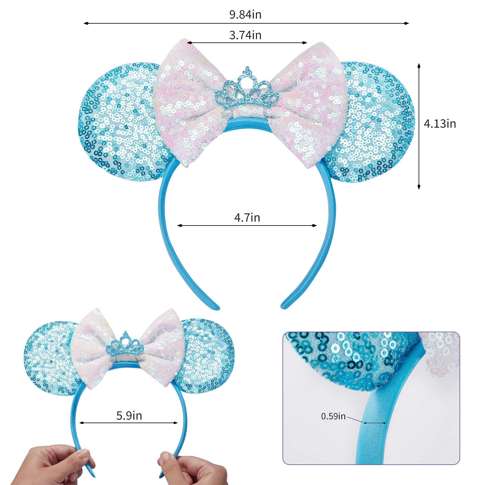 FANYITY FANYITY Mouse Costume Ears,2 Pcs Mouse Ears Headbands for Girls & Women Party,Size Free (Blue Crown 2)
