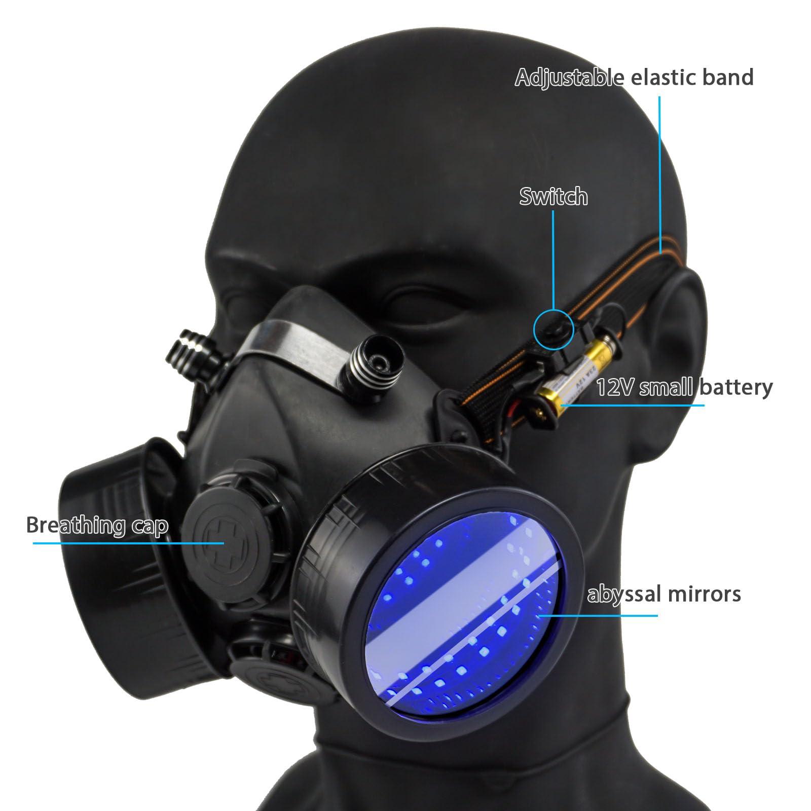 foymi foymi Cyberpunk Mask, Half Face Mask with Infinity Mirror Light, Techwear Mask, Halloween Cosplay Costume Mask (Style-A)